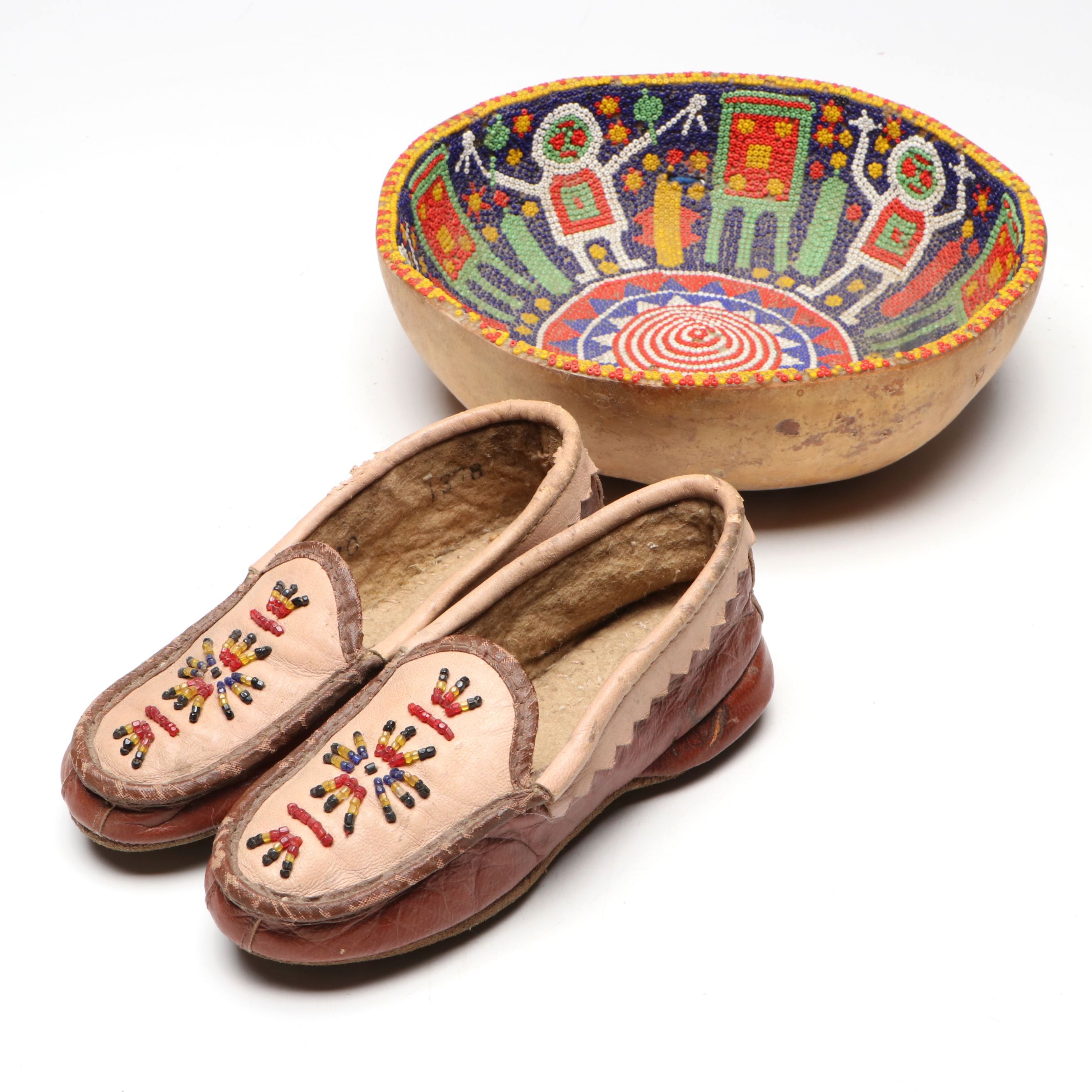 Handmade Gourd Bowl with Glass Bead Inlay and More