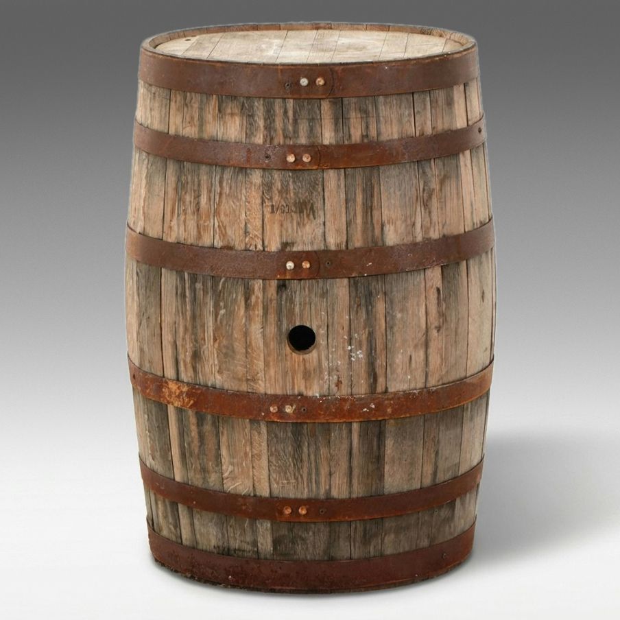 Metal Bound Wooden Barrel