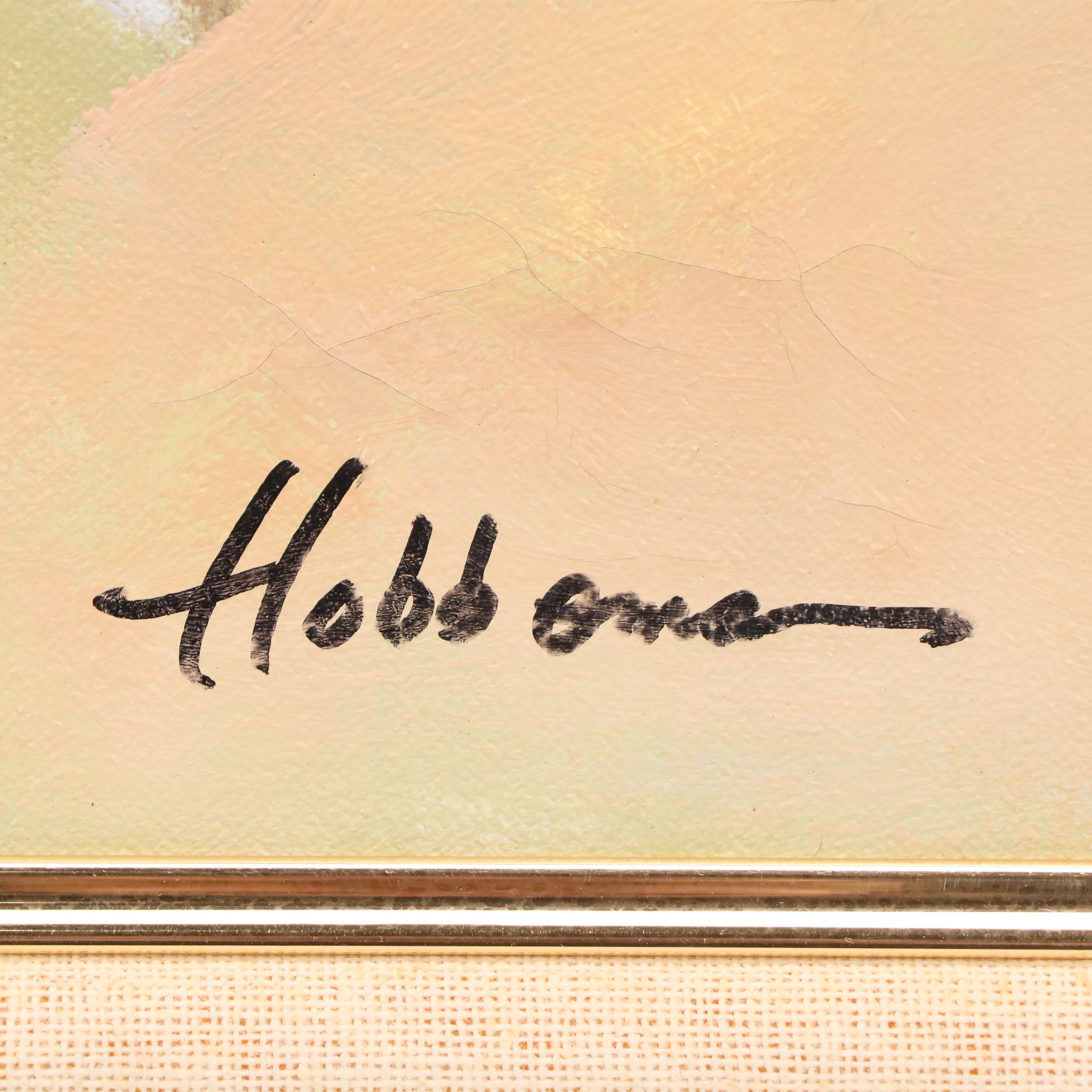 Hobboms Oil Painting "Inky and Dinky," Mid to Late 20th Century