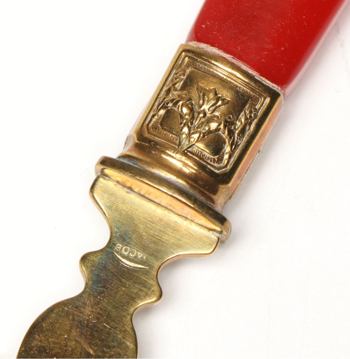 French Brass with Bakelite Handled Dessert Flatware and Case, Mid-20th Century