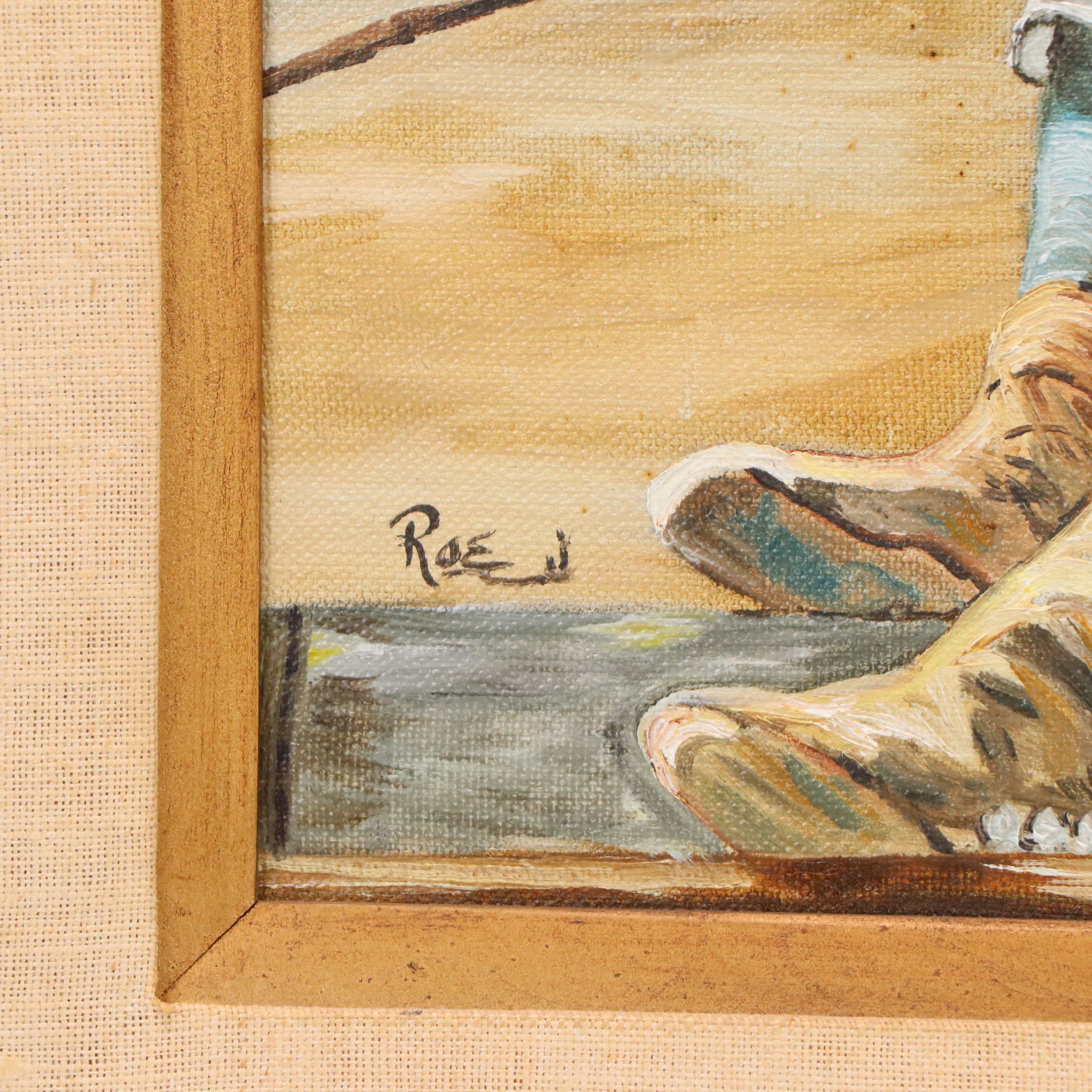 Roe Kiesling Oil Painting of Southwestern Indigenous Family in Wagon, 20th C.