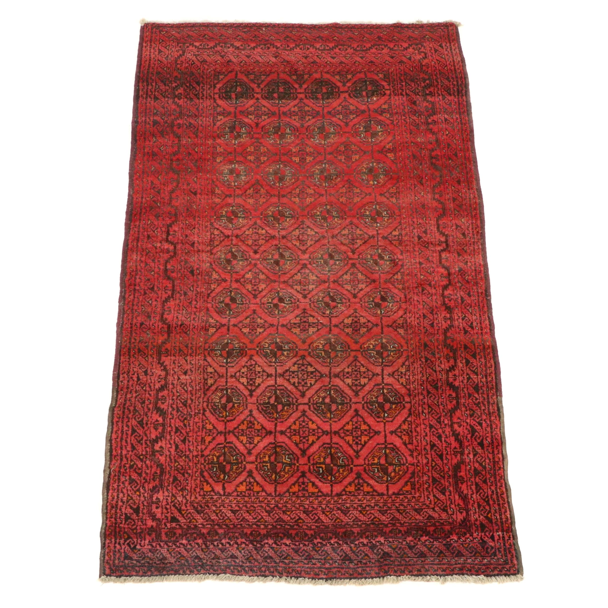 4' x 7'3 Hand-Knotted Afghan Turkmen Area Rug