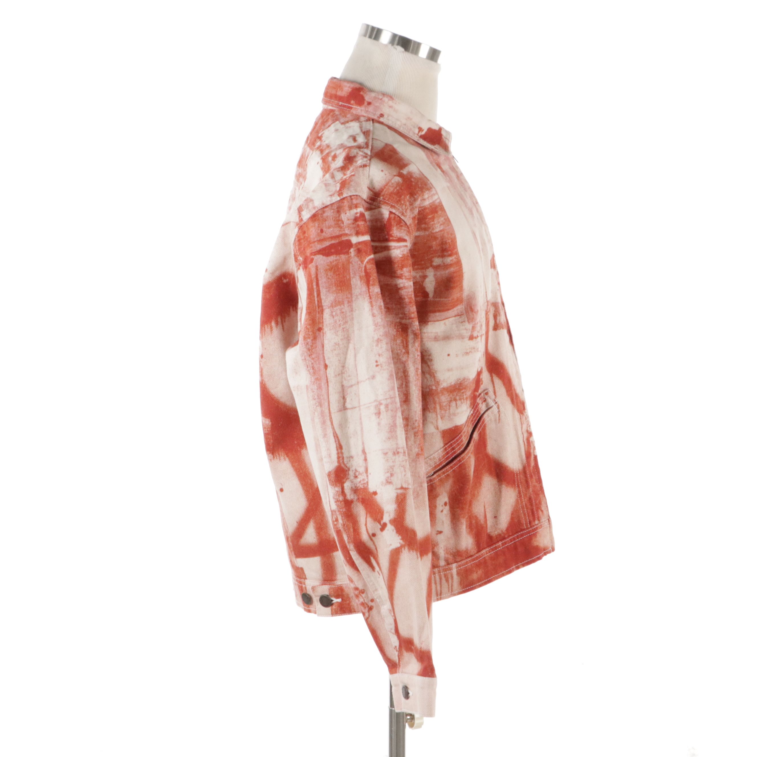 Men's Supreme x Christopher Wool Red & White Dyed Denim Work Jacket
