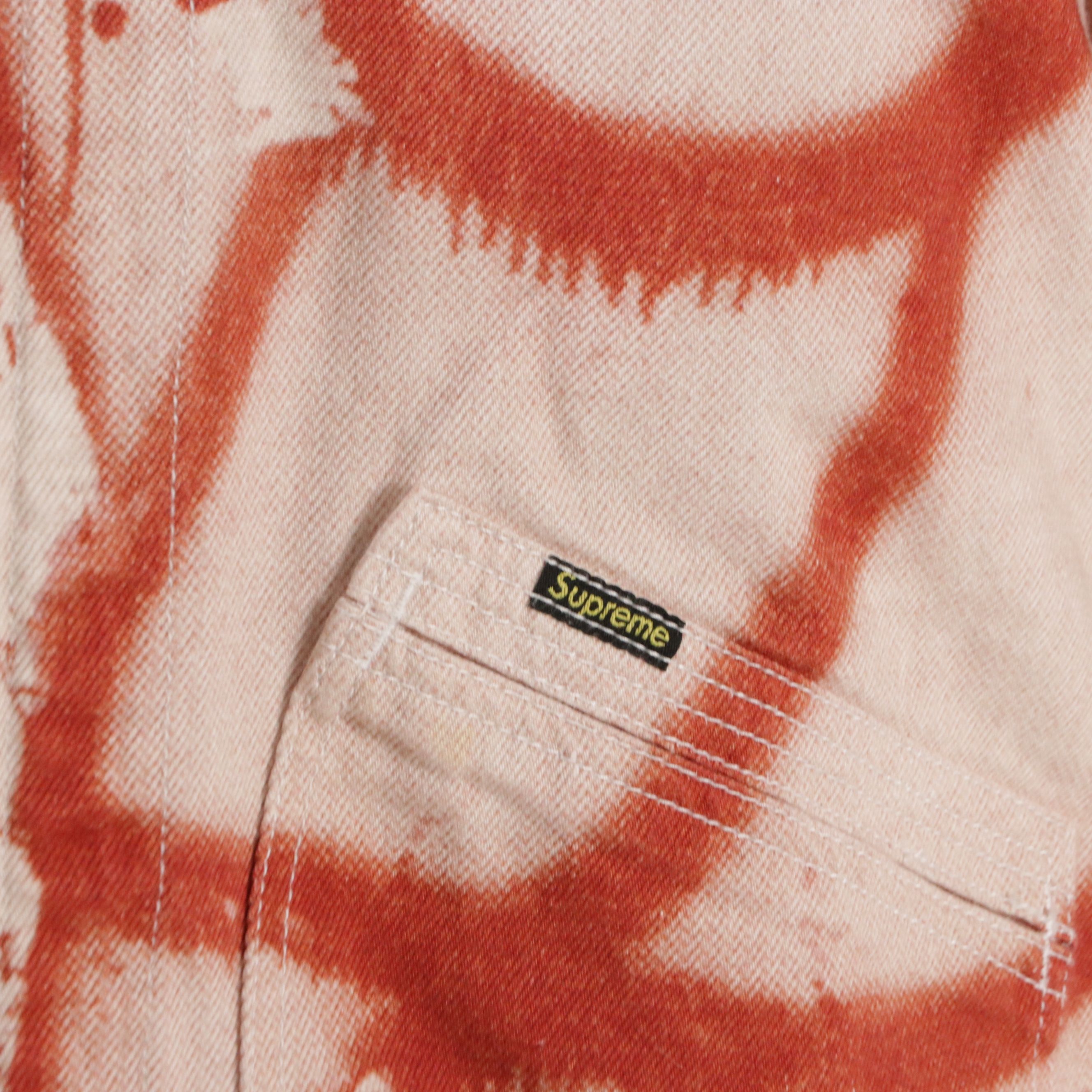Men's Supreme x Christopher Wool Red & White Dyed Denim Work Jacket
