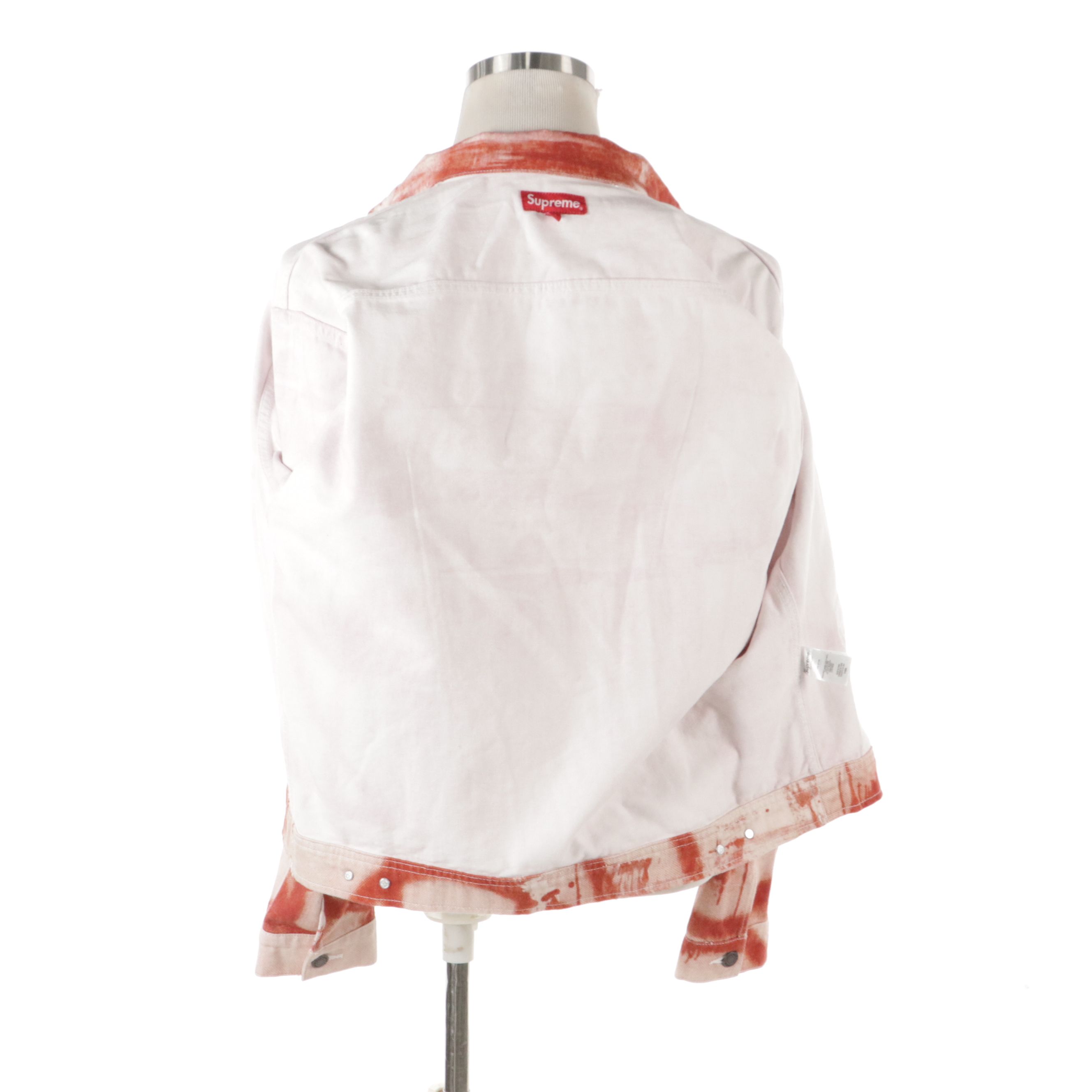 Men's Supreme x Christopher Wool Red & White Dyed Denim Work Jacket