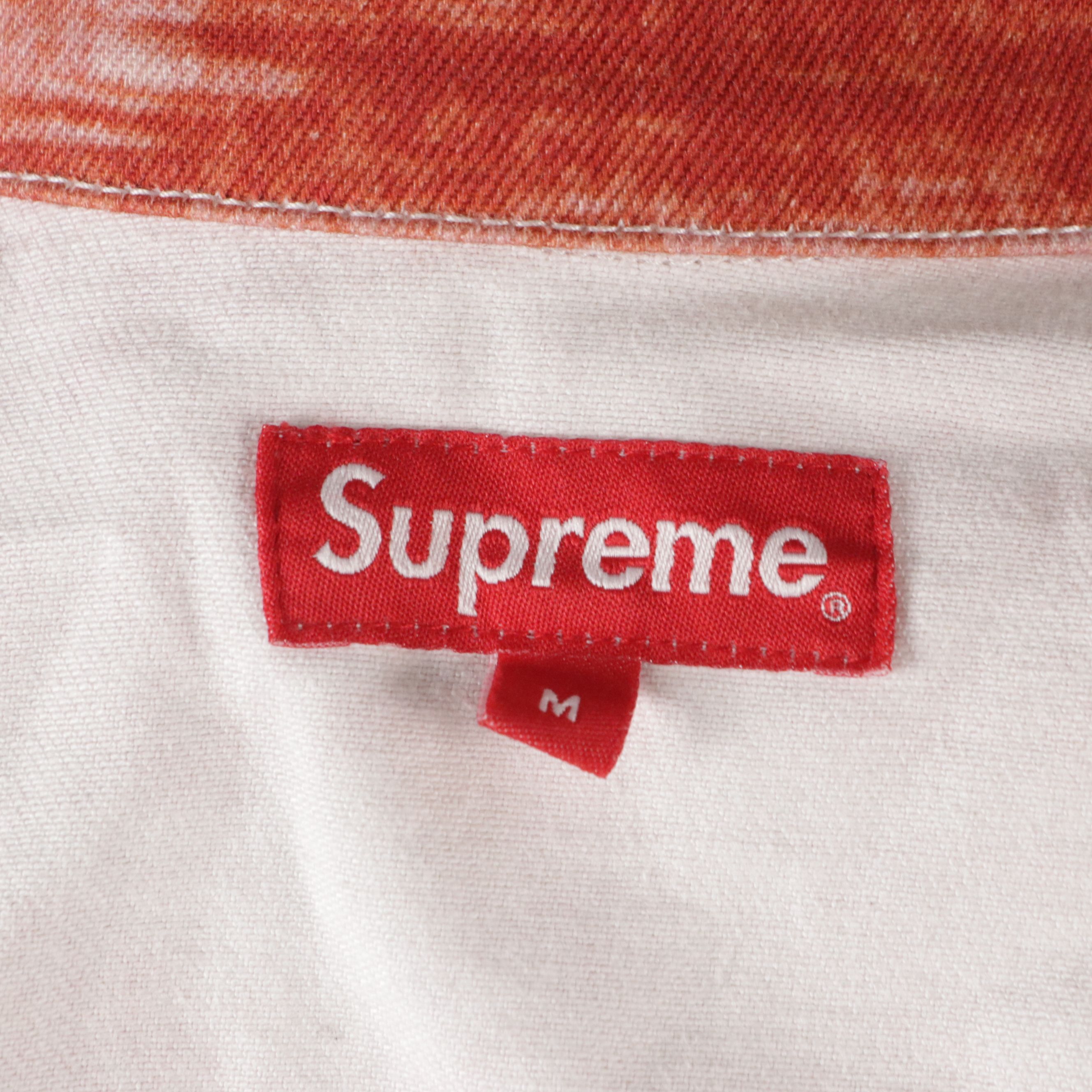 Men's Supreme x Christopher Wool Red & White Dyed Denim Work Jacket