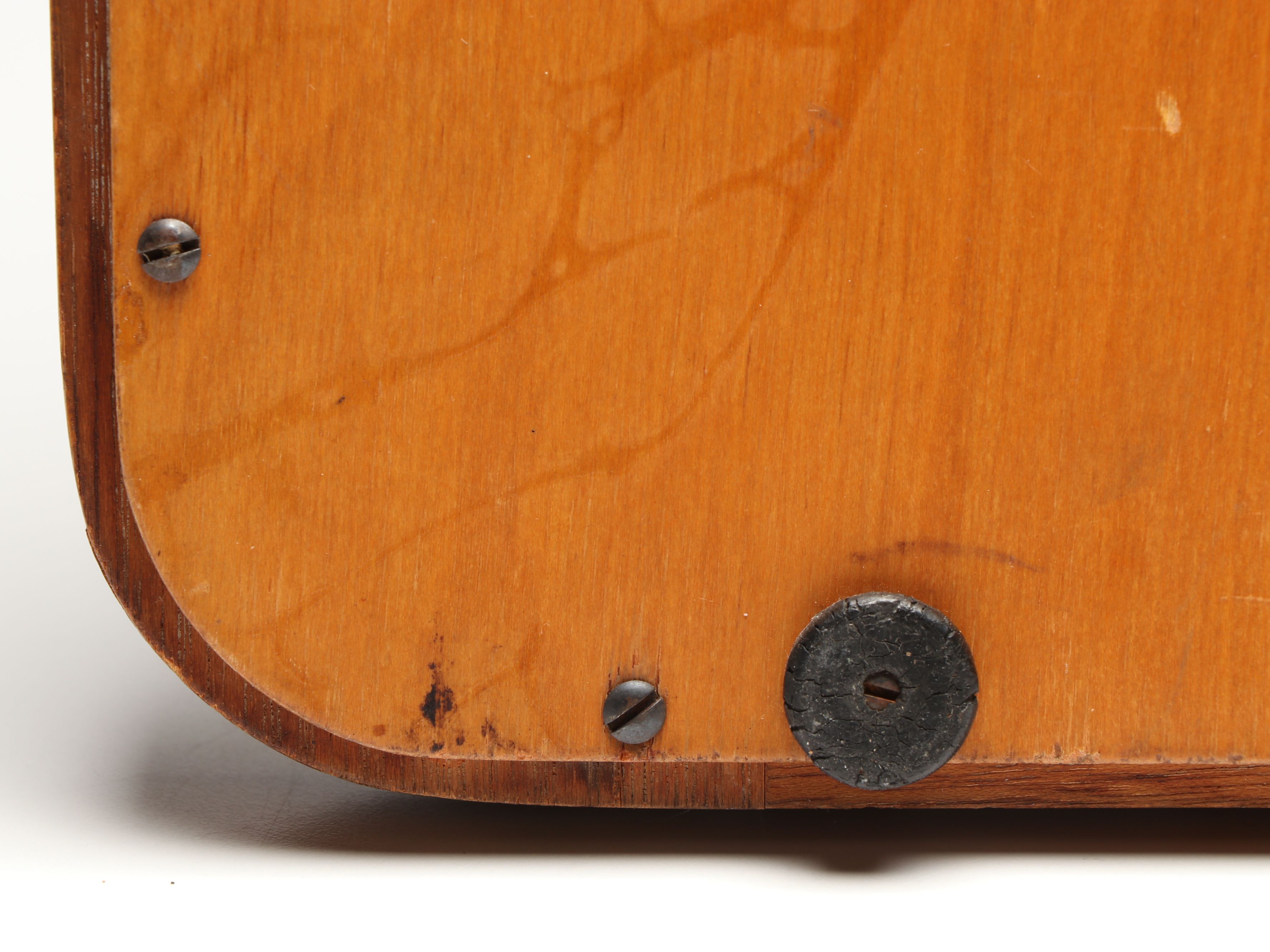 Wooden Tray with Reverse Painted Domestic Silhouette Scene Under Glass