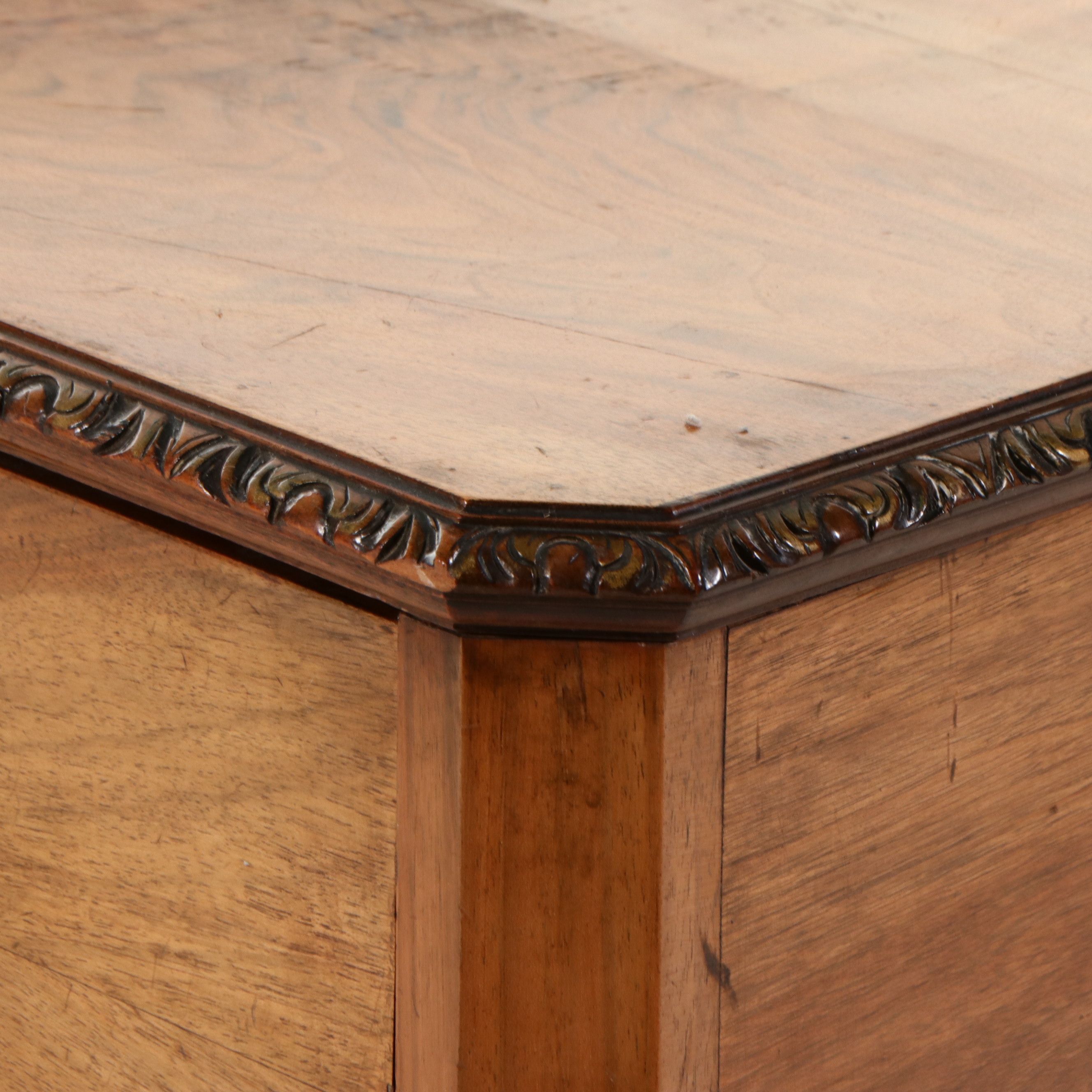 Queen Anne Style Walnut Dressing Table with Ball and Claw Feet, 20th Century