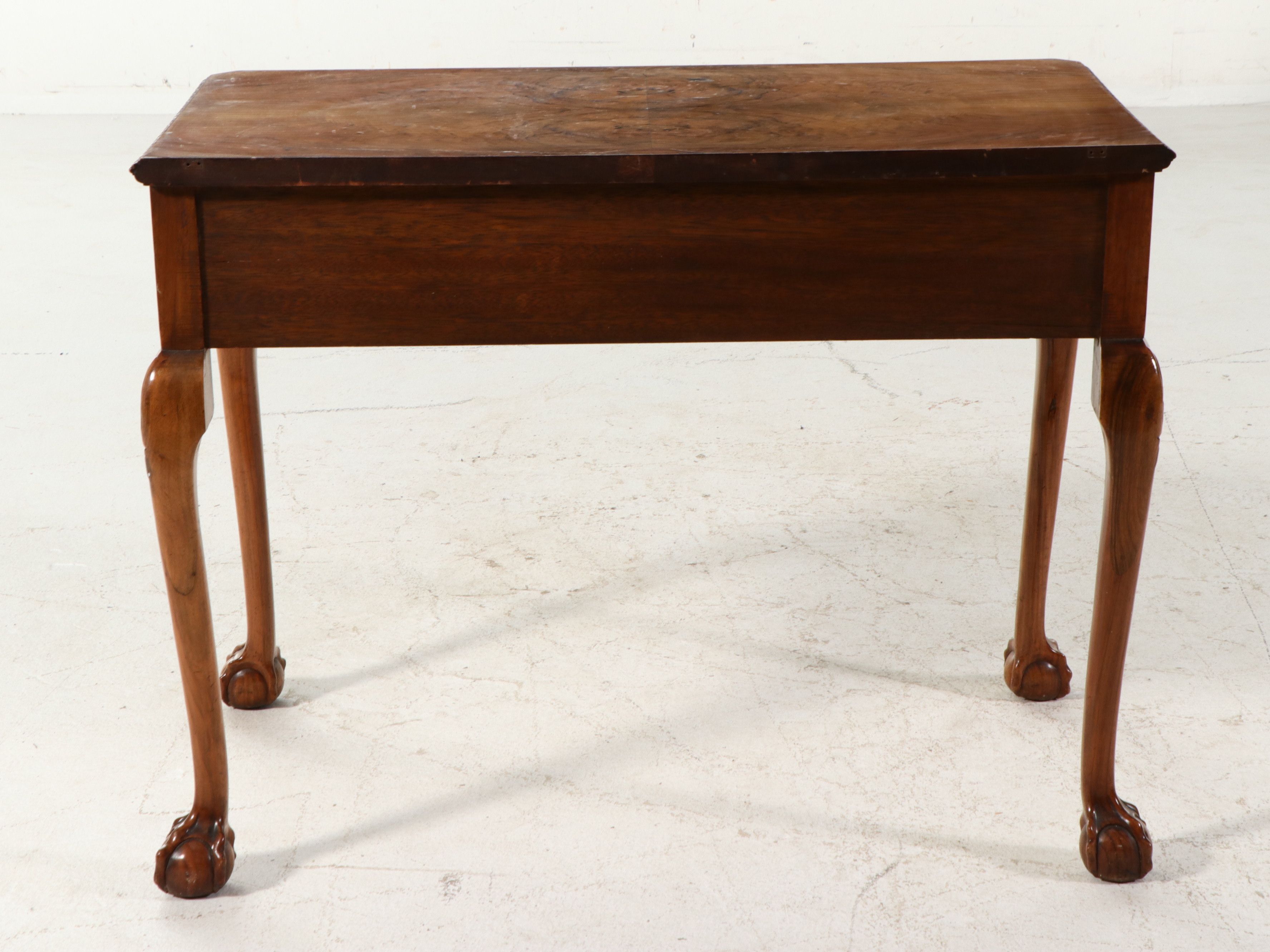 Queen Anne Style Walnut Dressing Table with Ball and Claw Feet, 20th Century