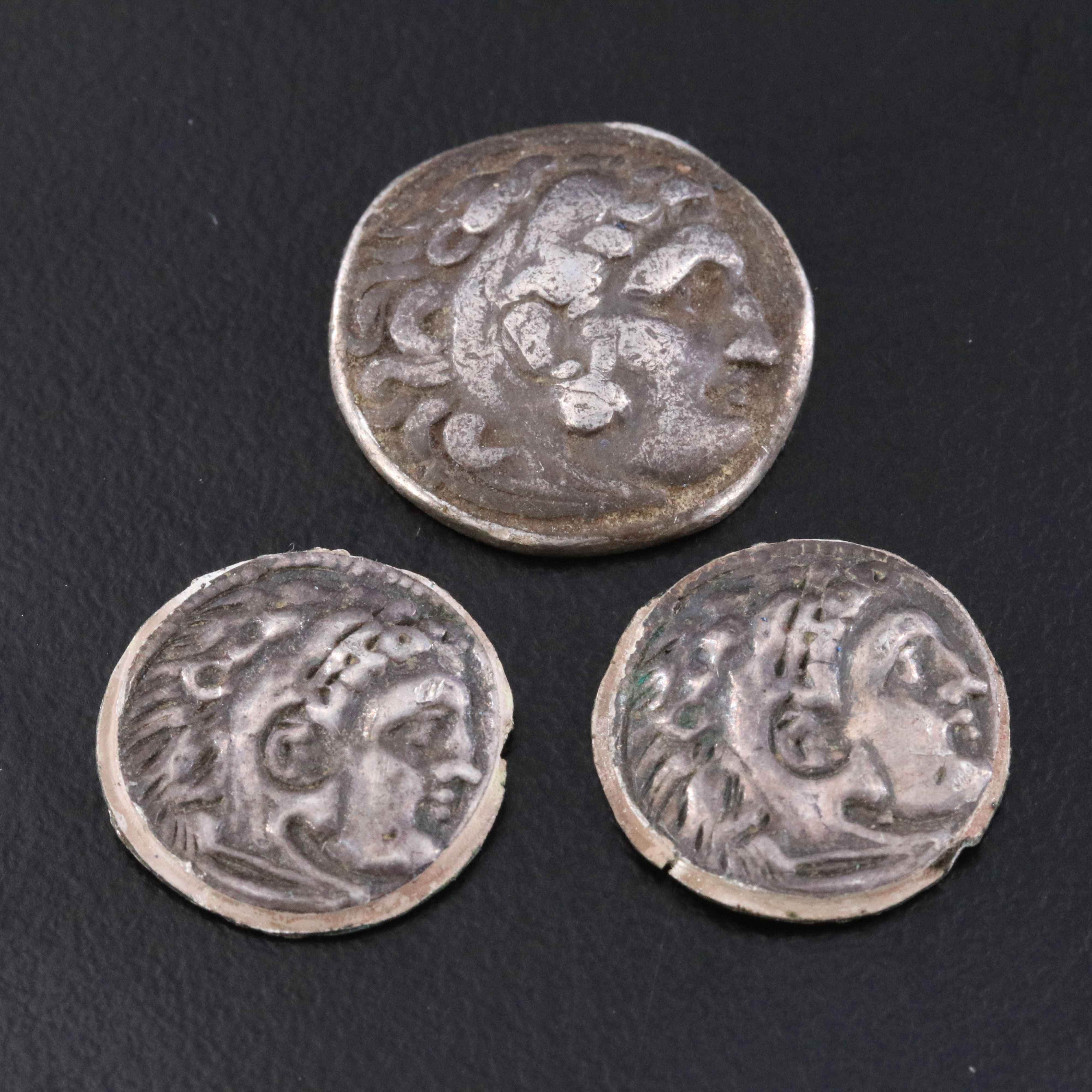 Macedonia AR Drachm Coin of Alexander III, "The Great" with Reproduction Drachms