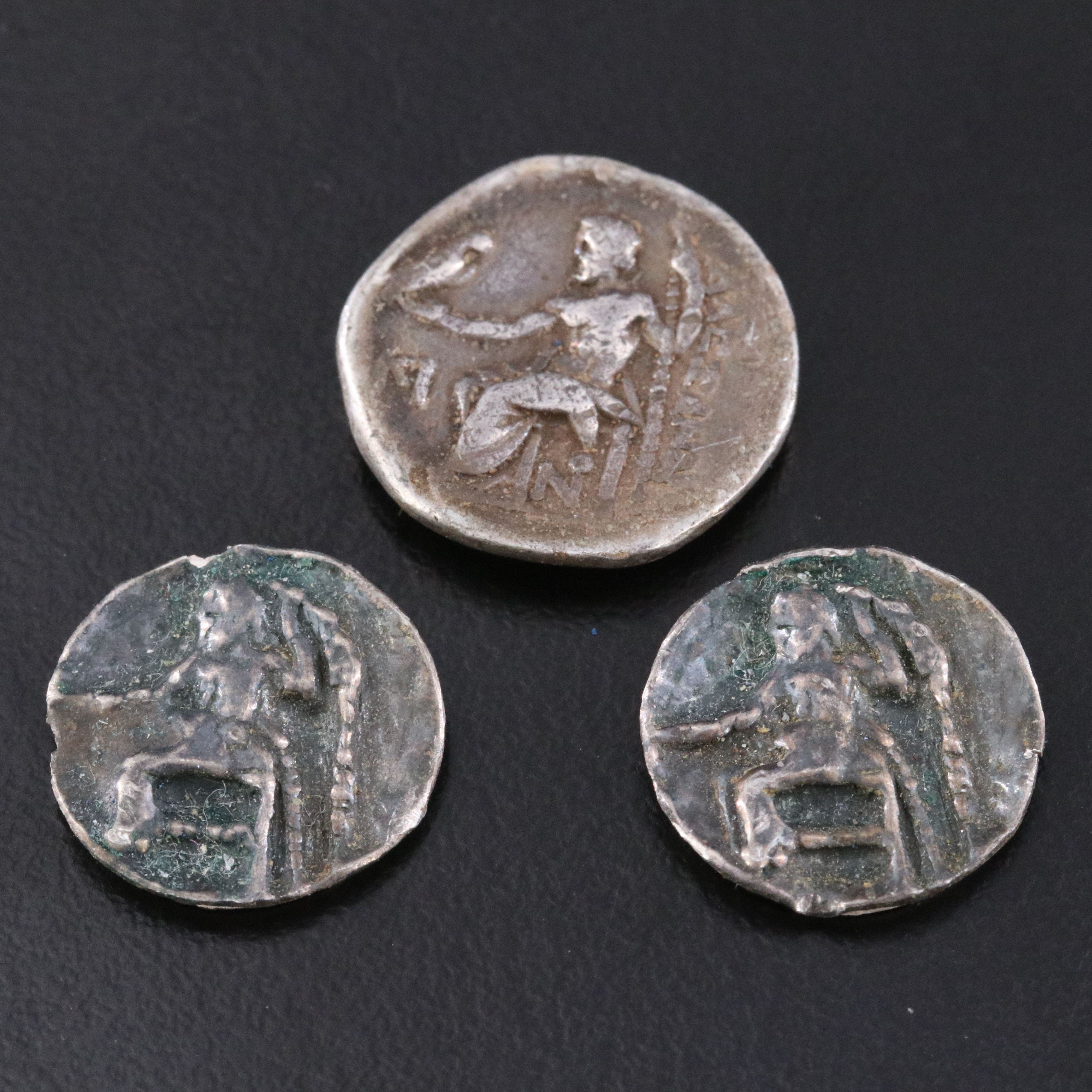 Macedonia AR Drachm Coin of Alexander III, "The Great" with Reproduction Drachms