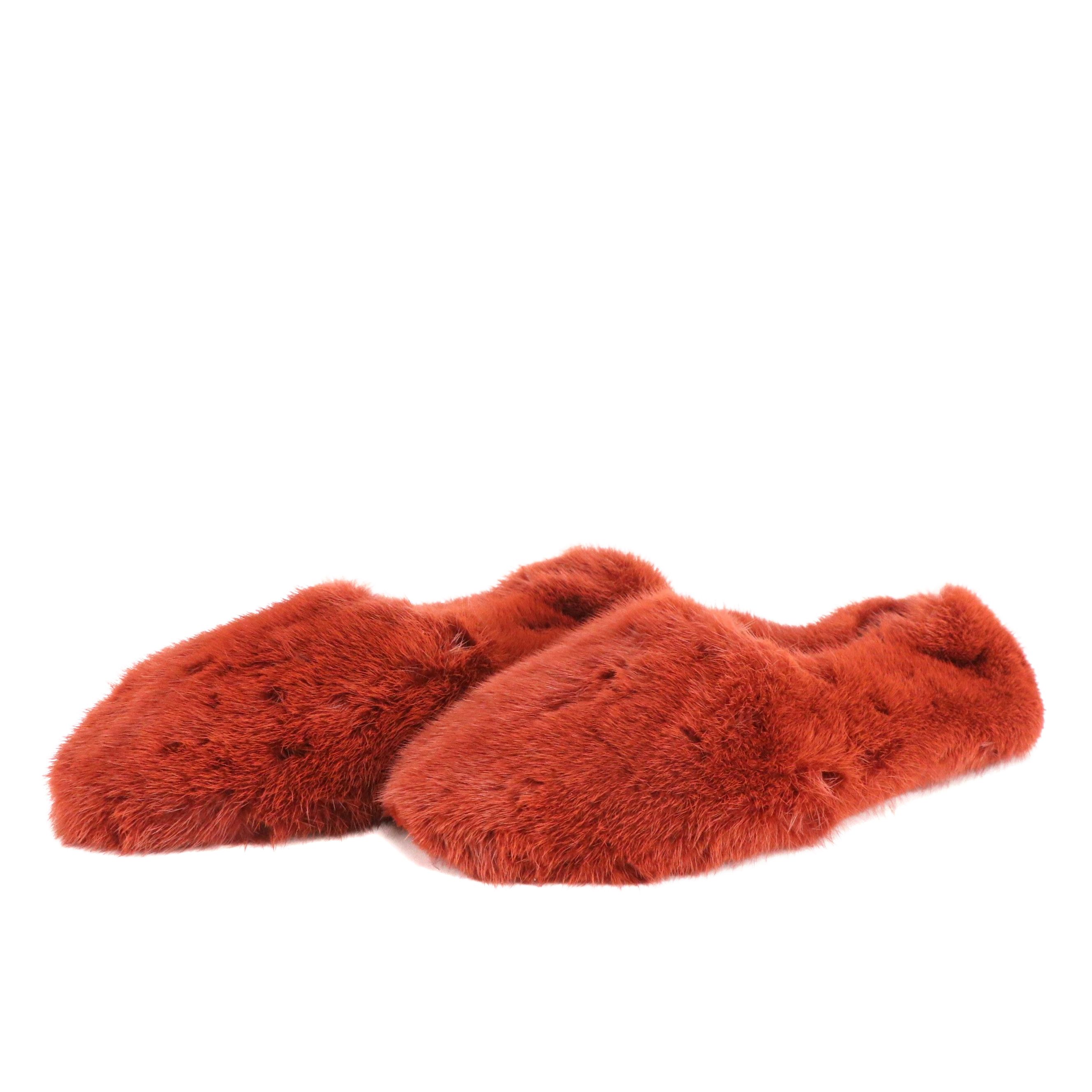 Celine Dyed Mink Fur Flats
