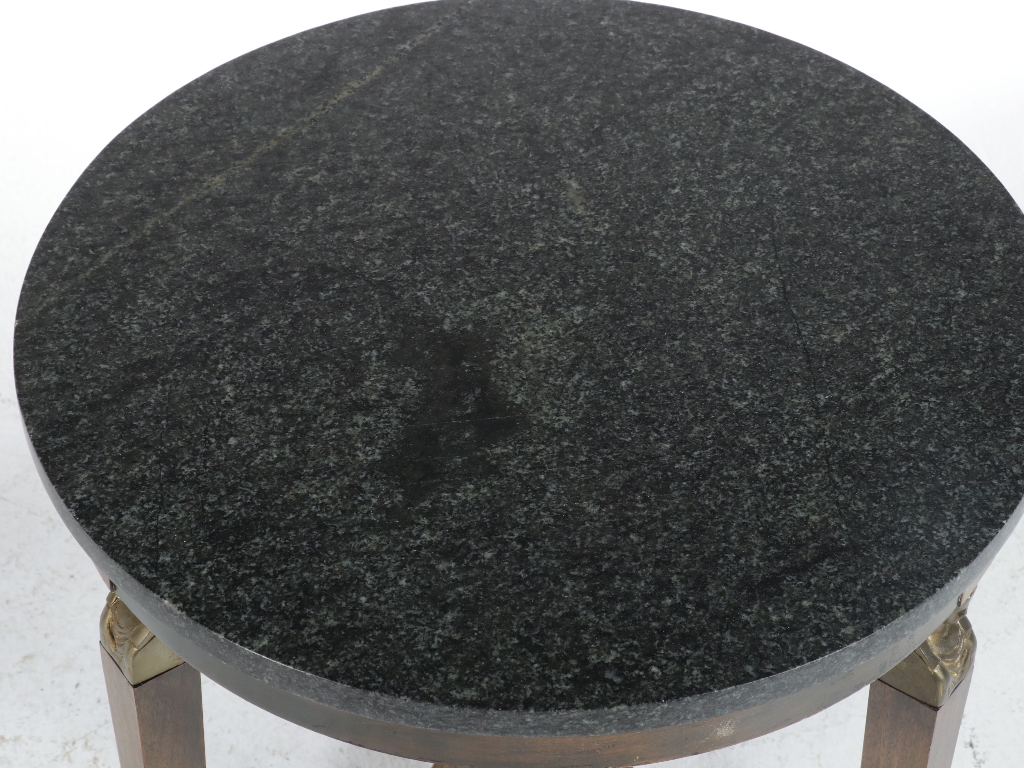 Empire Style Mahogany Gueridon with Marble Top and Caryatid Mounts, 20th Century