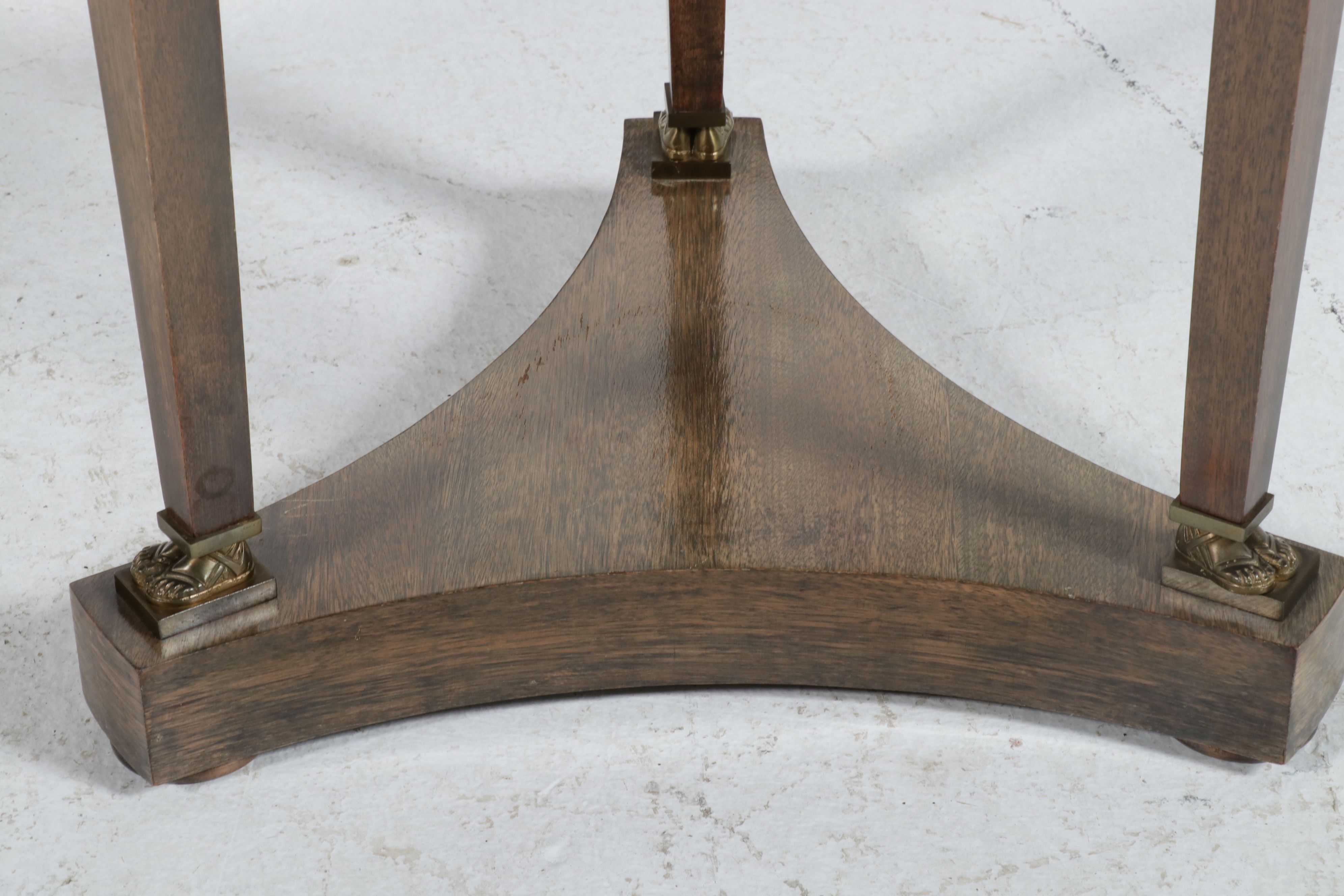 Empire Style Mahogany Gueridon with Marble Top and Caryatid Mounts, 20th Century