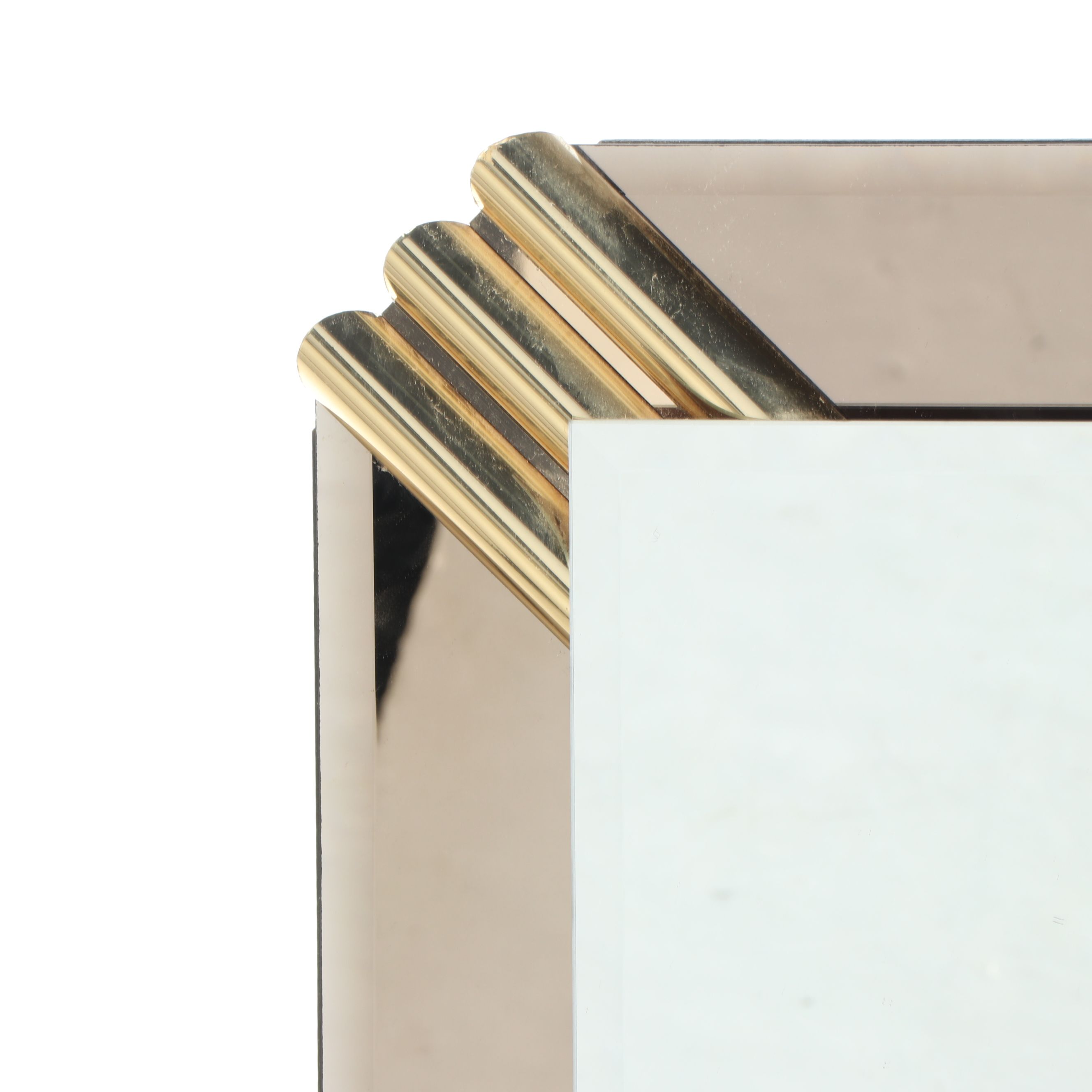 Art Deco Style Dimensional Wall Mirror with Gold Finish Accents