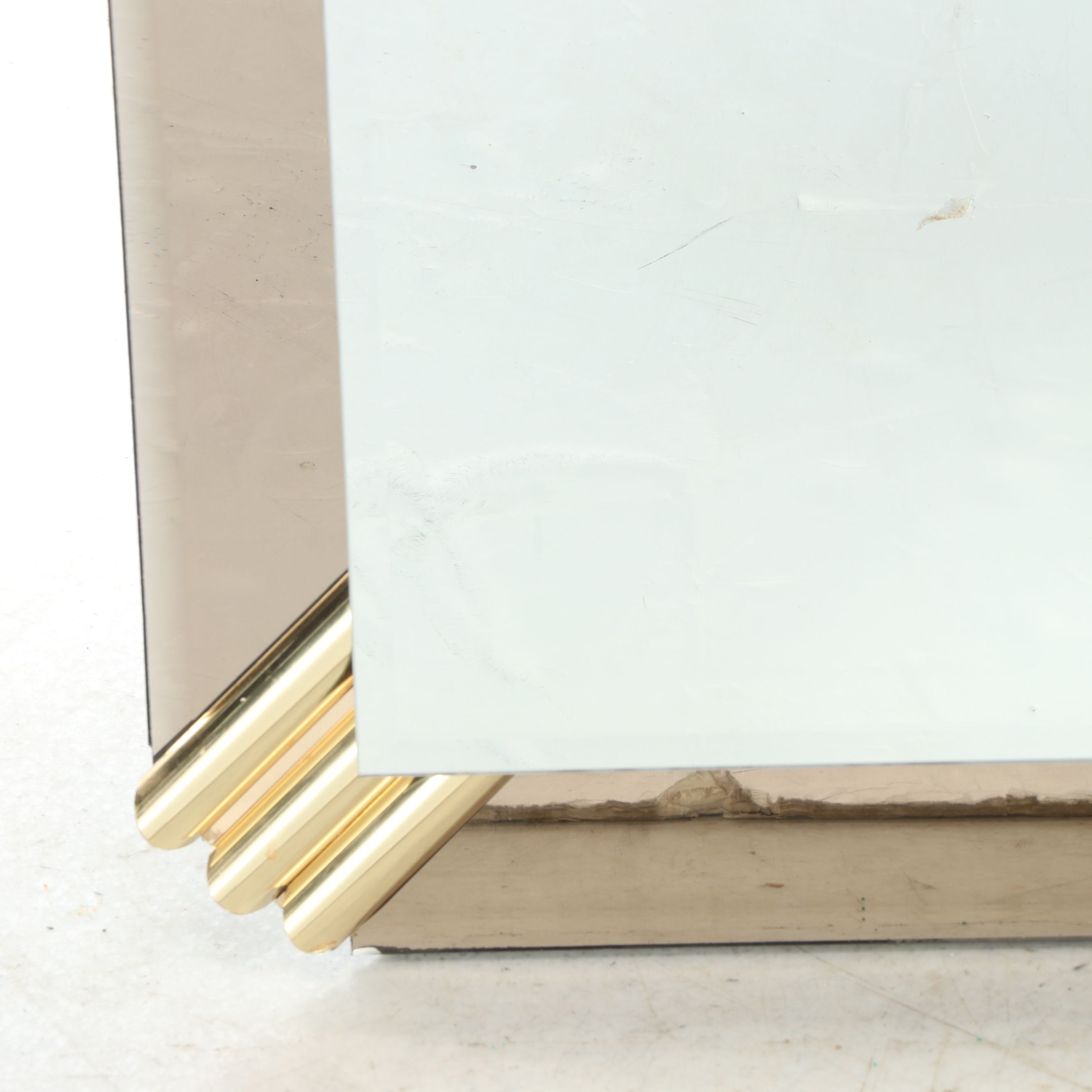 Art Deco Style Dimensional Wall Mirror with Gold Finish Accents