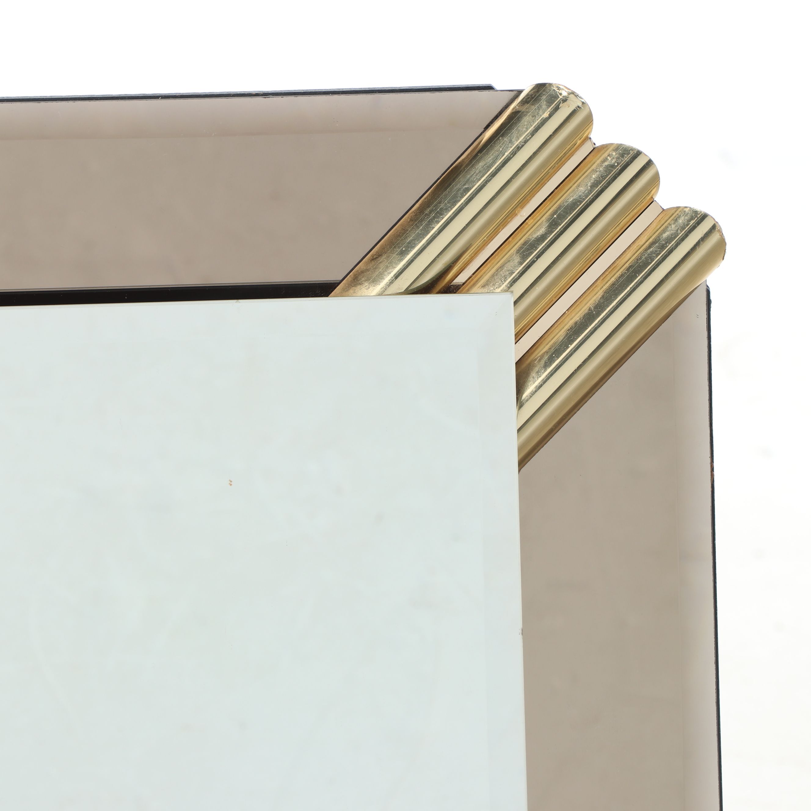 Art Deco Style Dimensional Wall Mirror with Gold Finish Accents