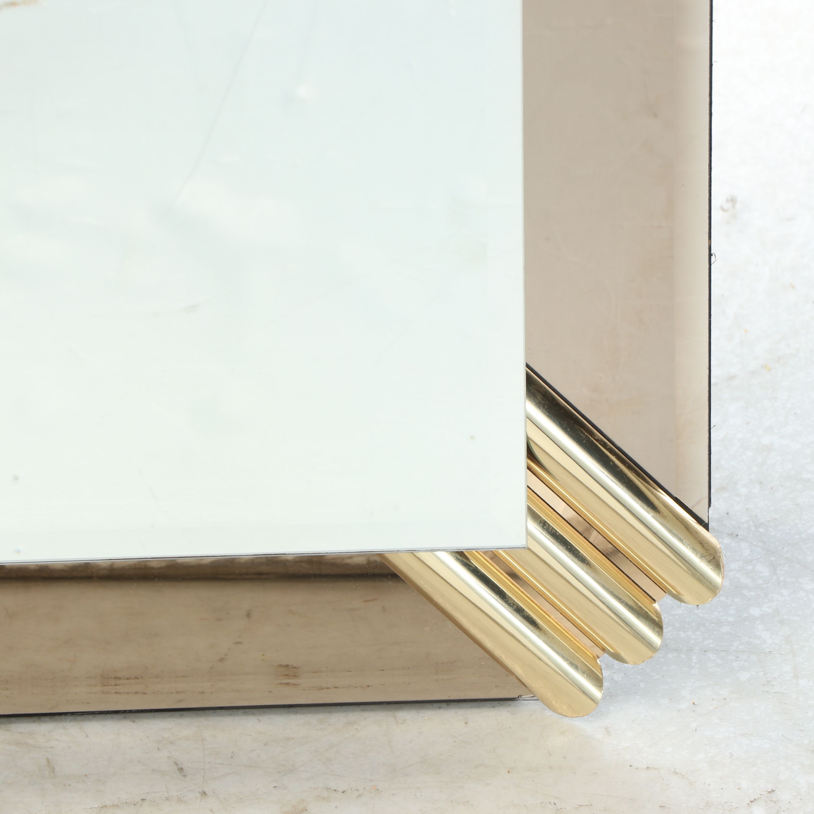 Art Deco Style Dimensional Wall Mirror with Gold Finish Accents