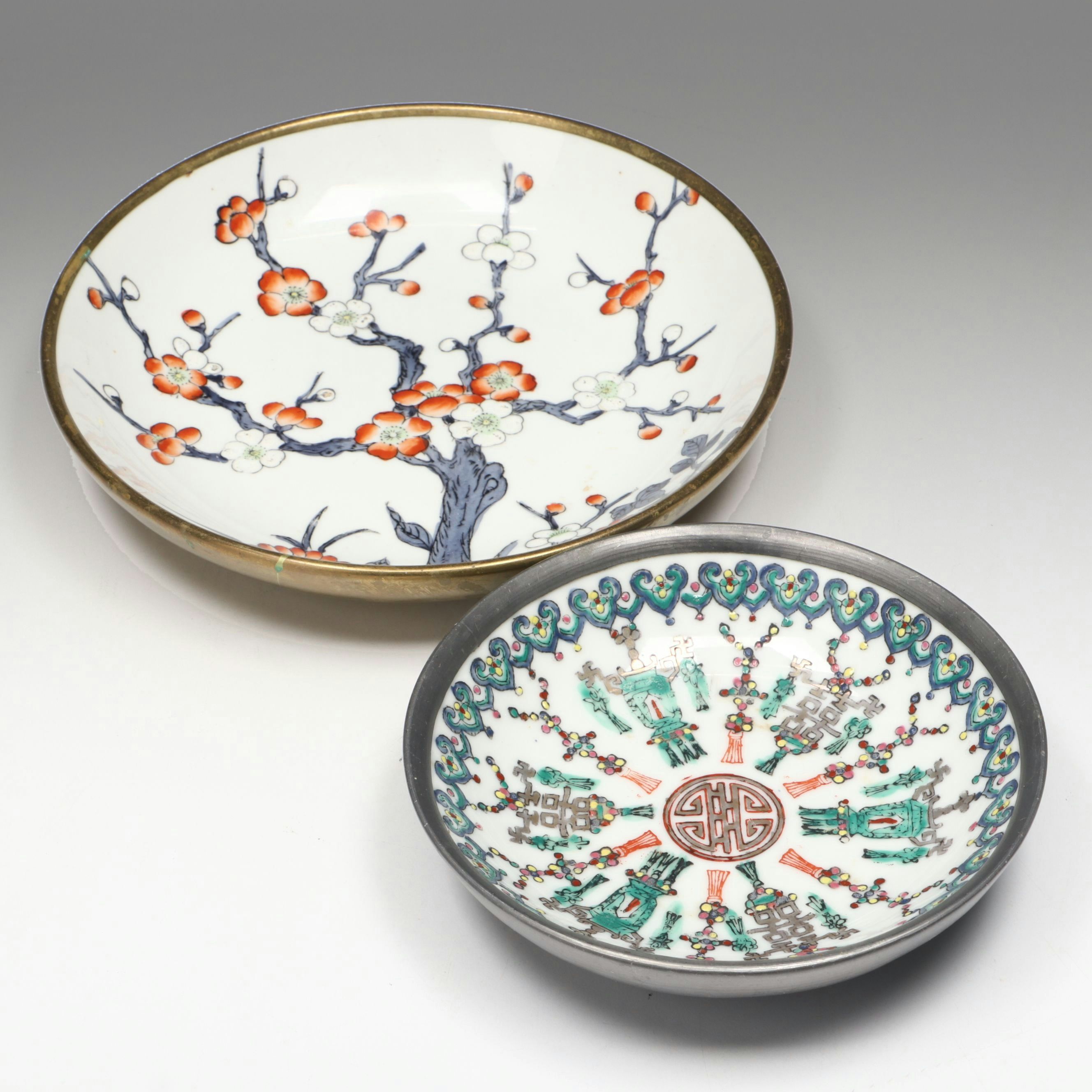 Nora Fenton Design and Other Metal-Rimmed Porcelain Bowls