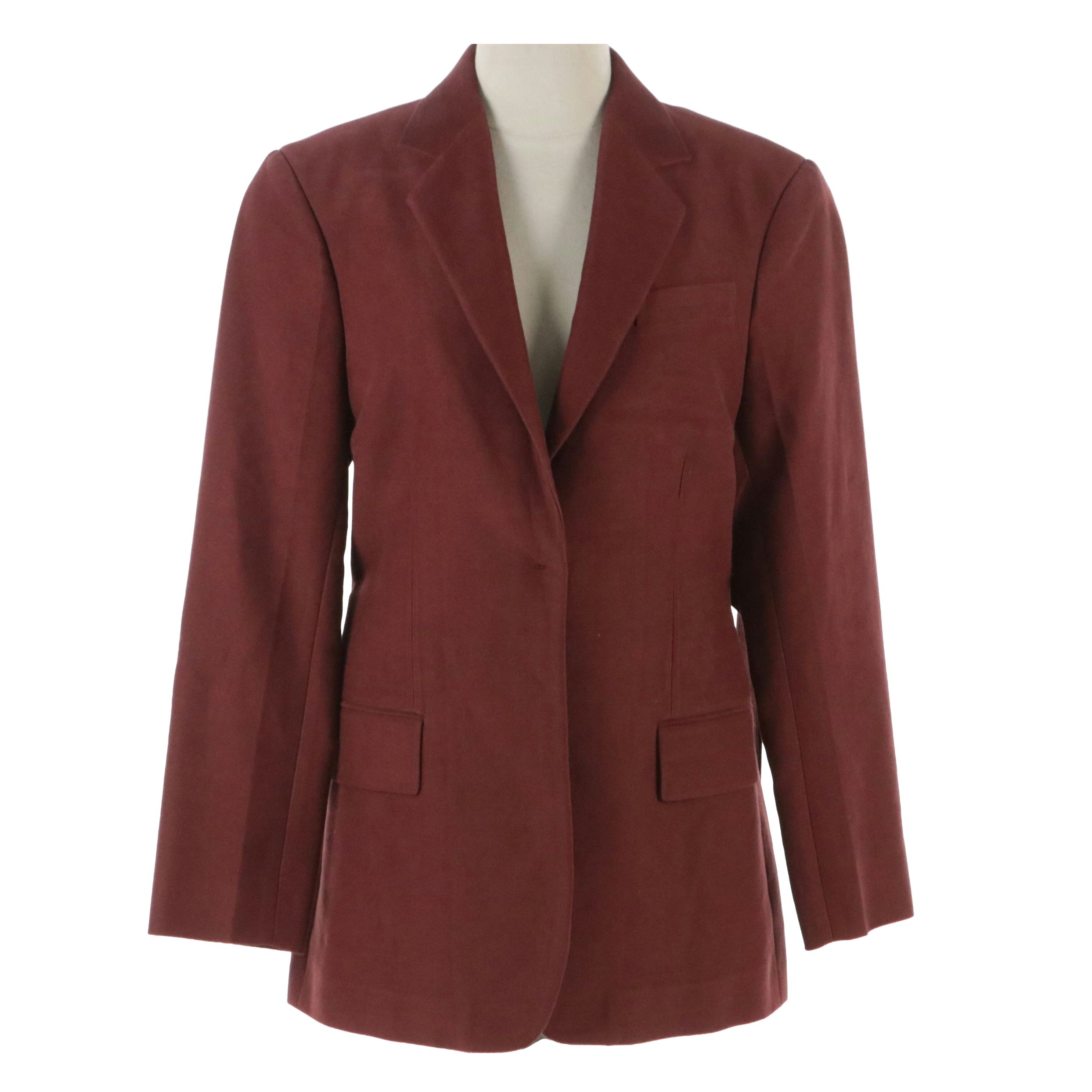 Céline Bordeaux Cotton Single-Button Blazer with Tags