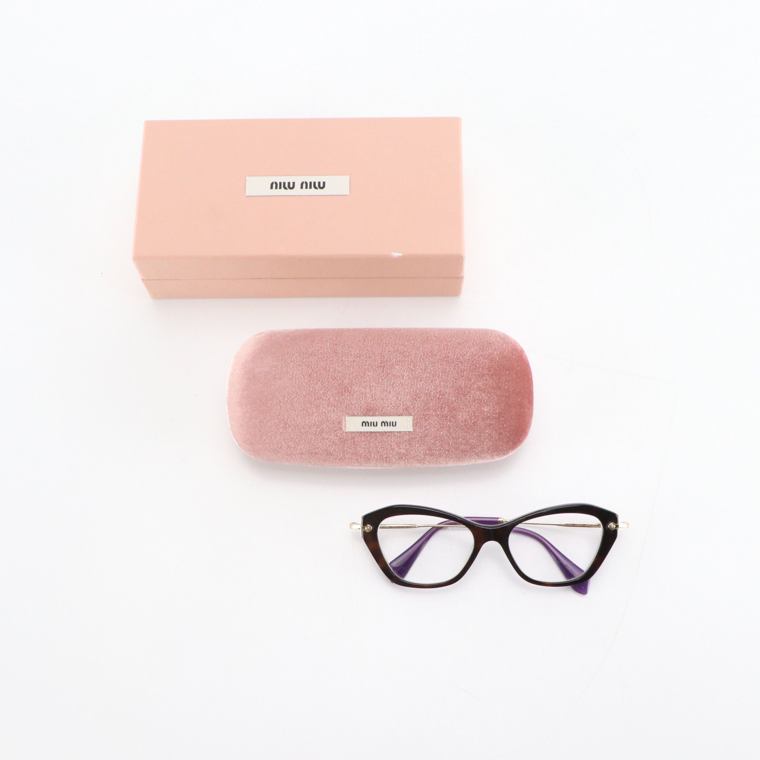 Miu Miu VMU04L Purple Cat Eye Prescription Eyeglasses with Case and Box