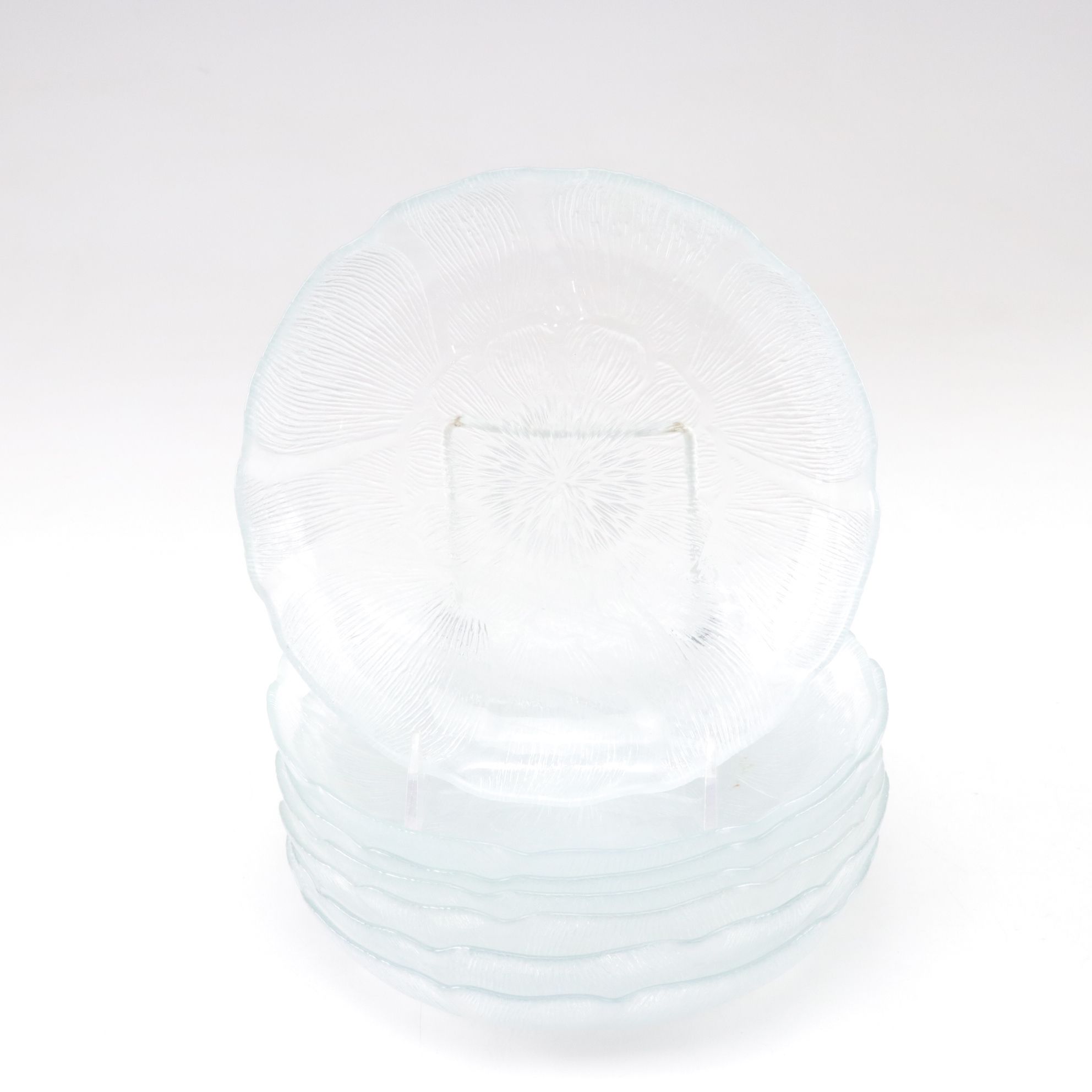 Orrefors "Rhapsody Smoke" Stemware with Arcoroc "Fleur" Glass Plates