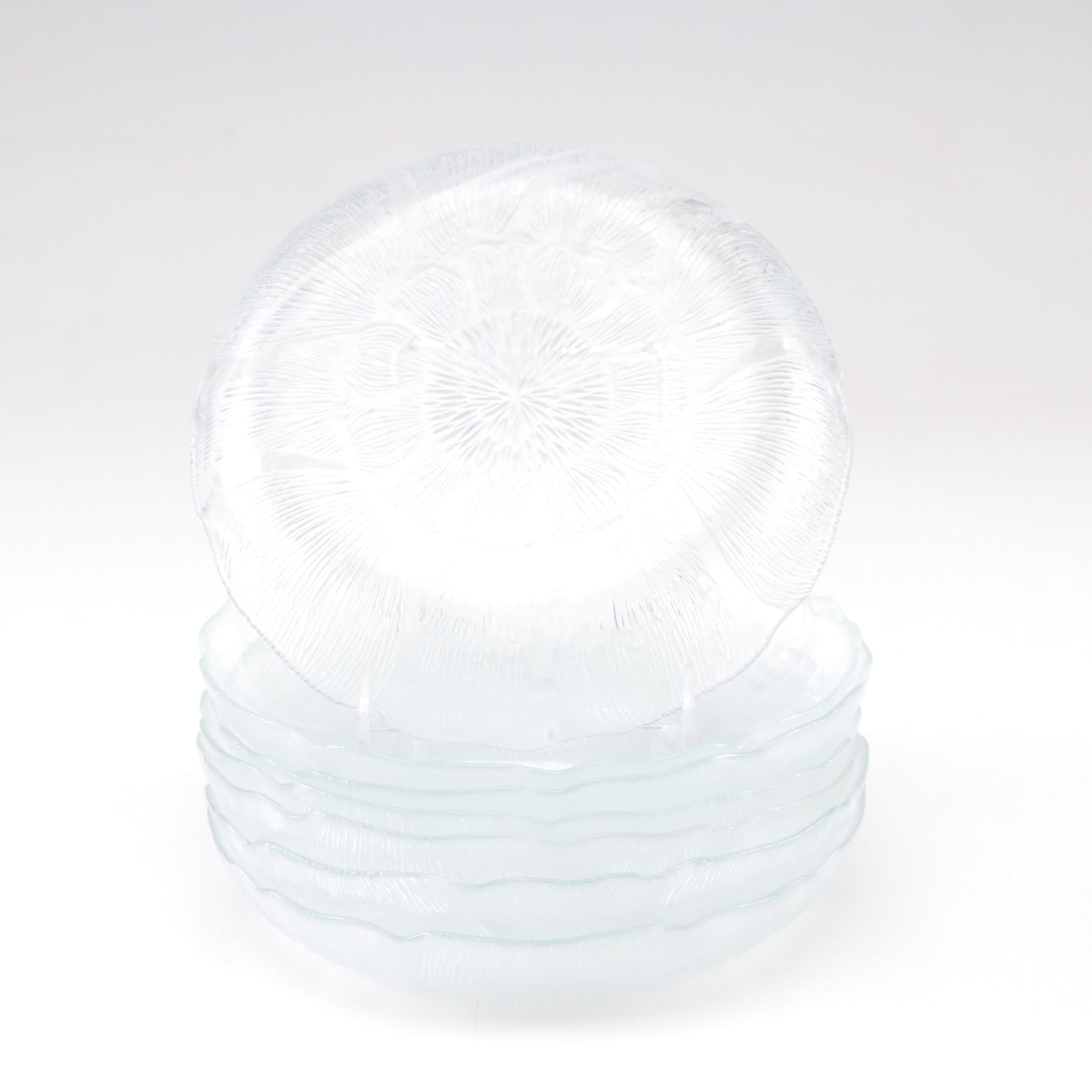 Orrefors "Rhapsody Smoke" Stemware with Arcoroc "Fleur" Glass Plates