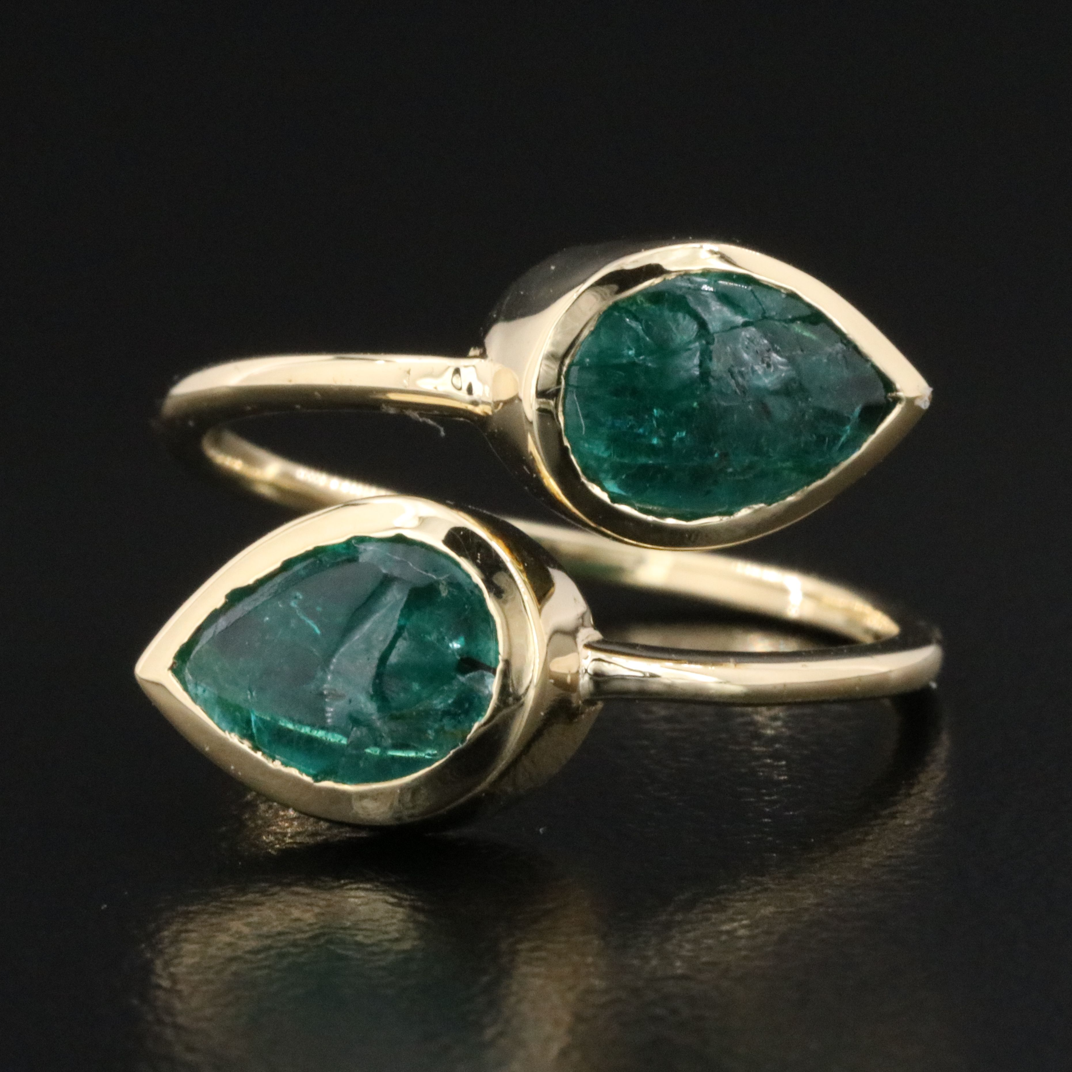 14K 2.83 CTW Emerald Bypass Ring