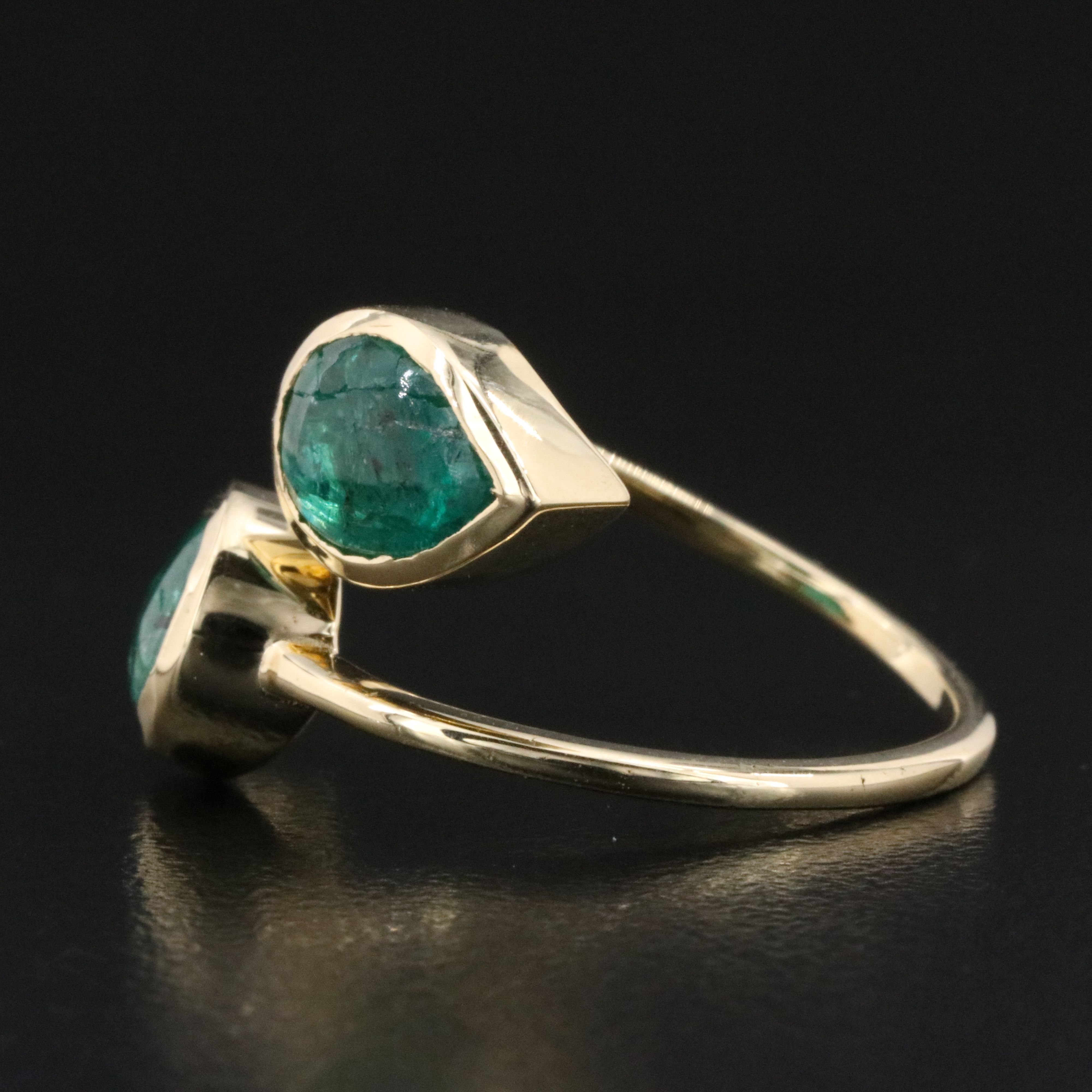 14K 2.83 CTW Emerald Bypass Ring