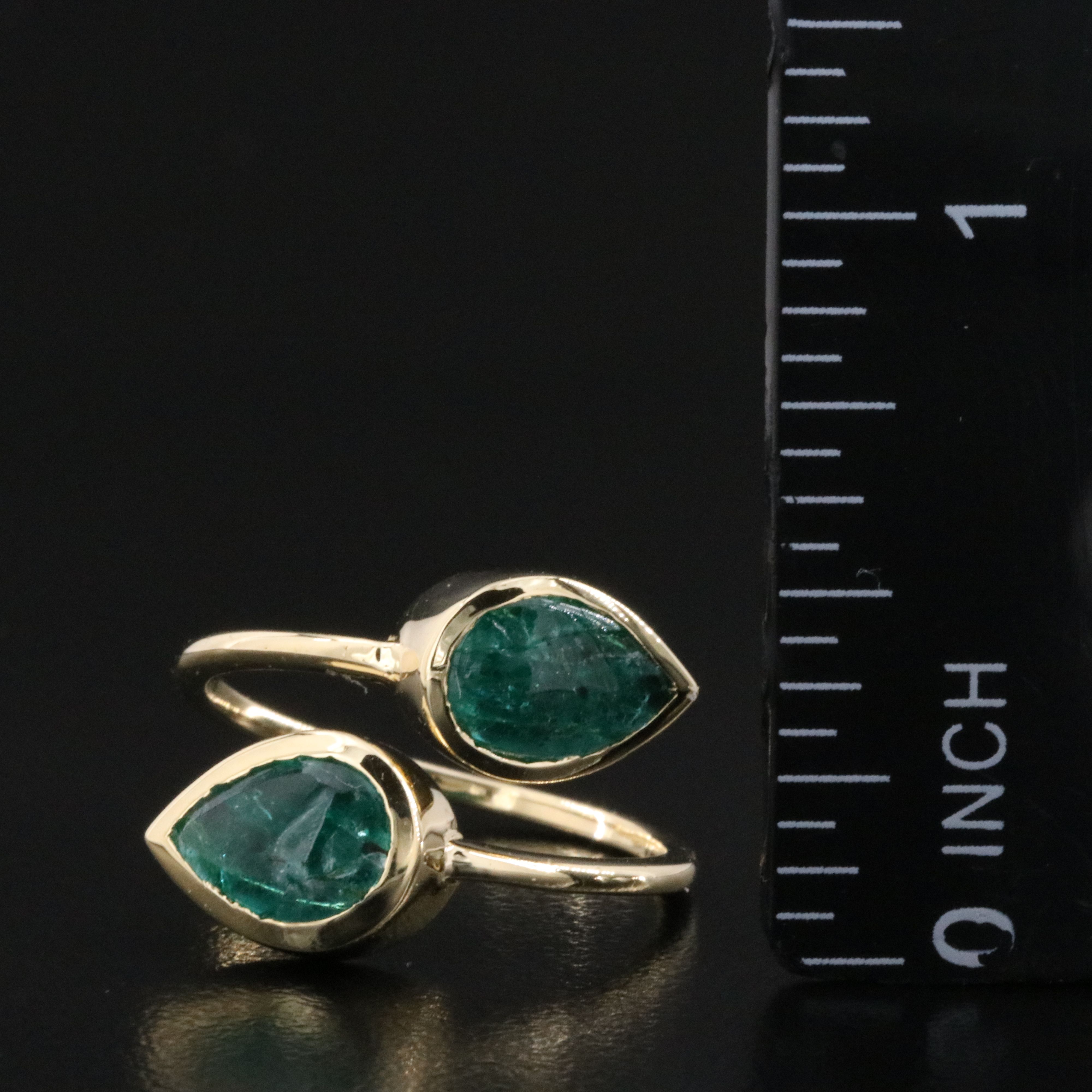 14K 2.83 CTW Emerald Bypass Ring