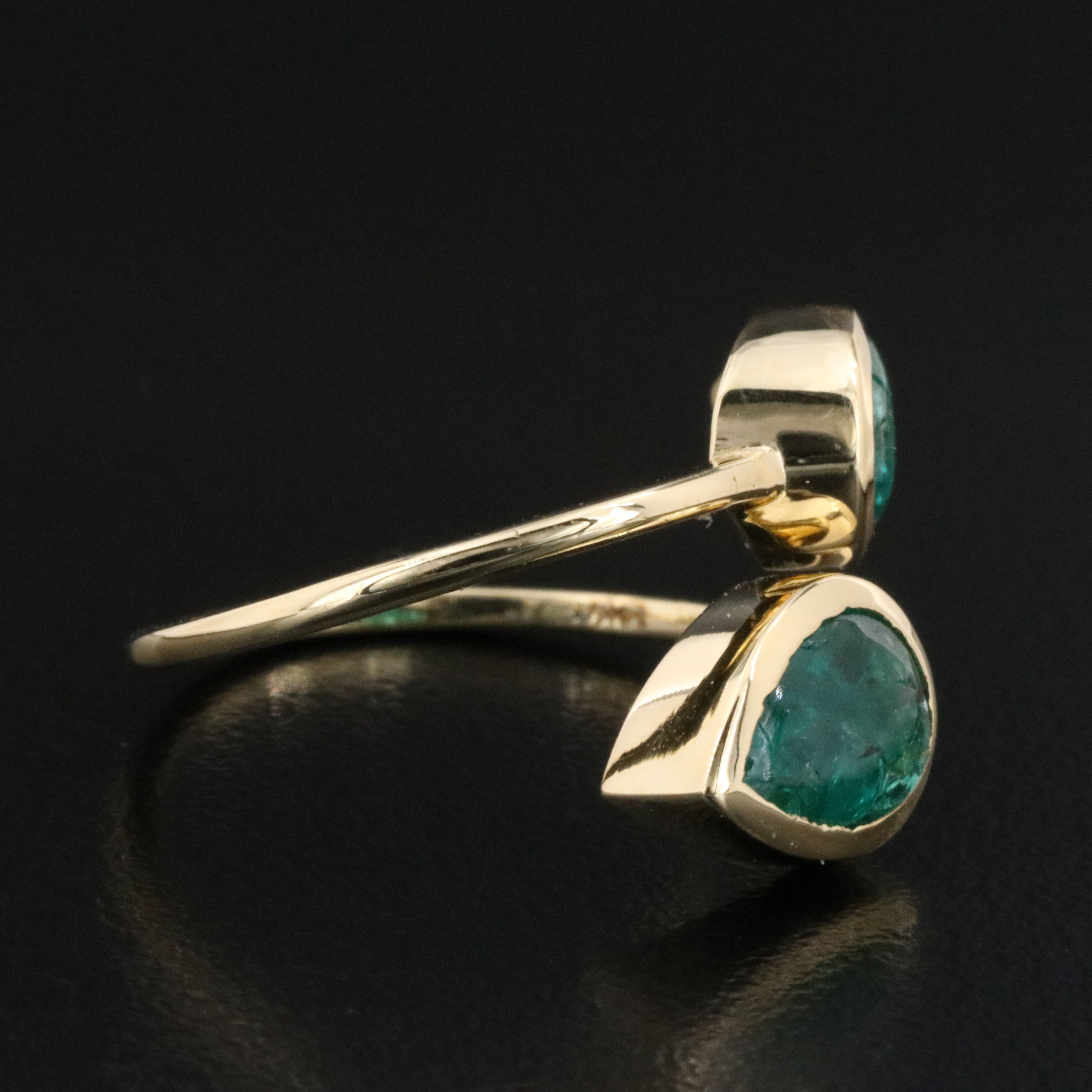 14K 2.83 CTW Emerald Bypass Ring