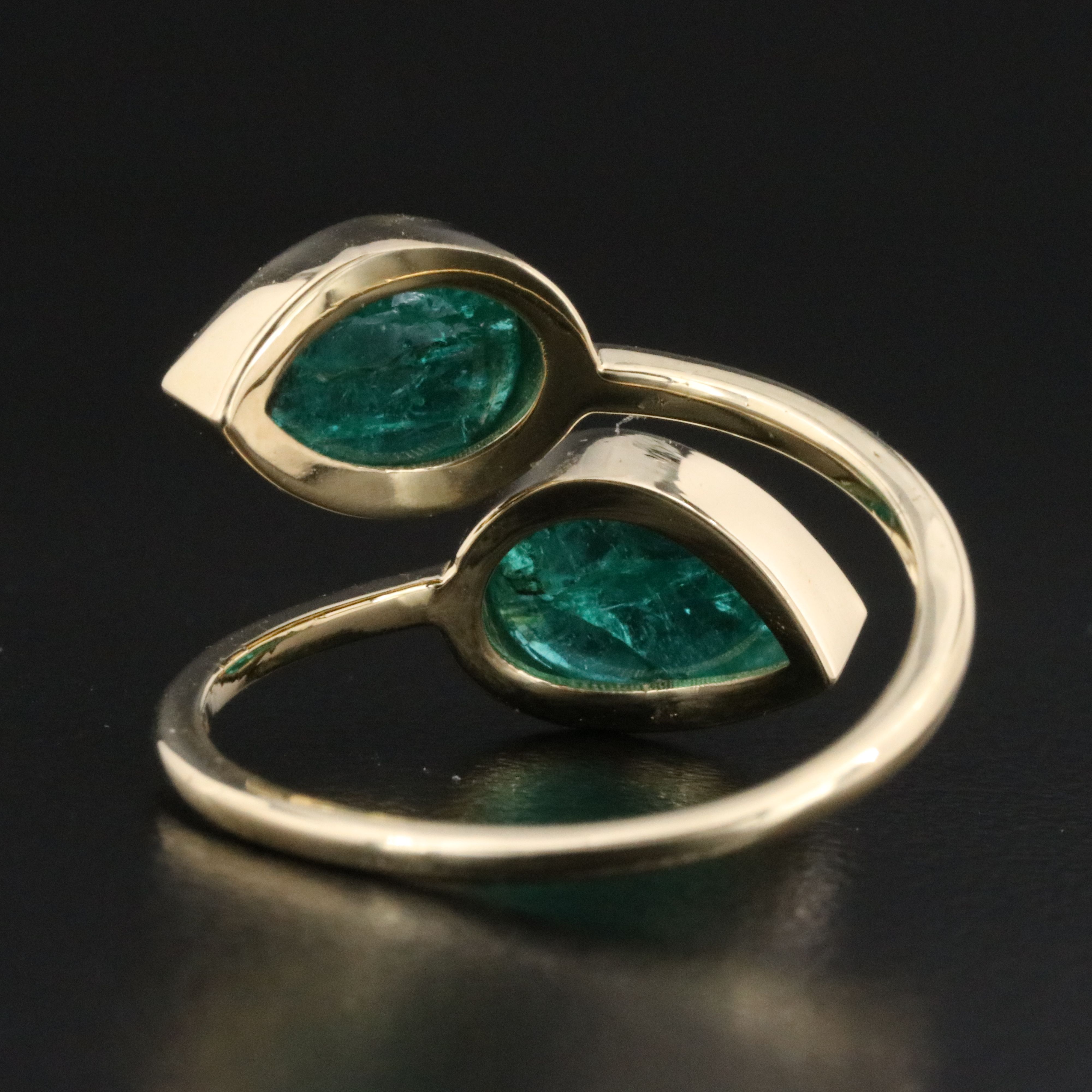 14K 2.83 CTW Emerald Bypass Ring