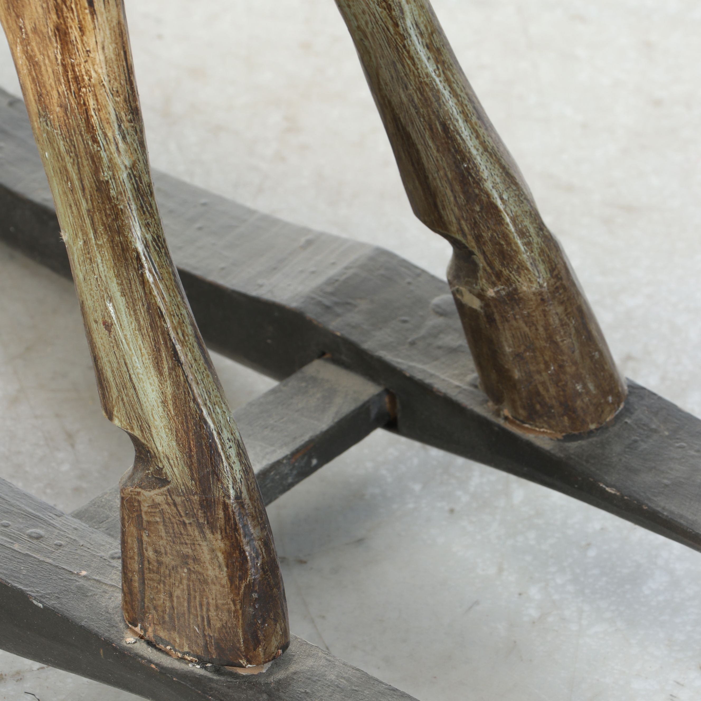 Antiqued Polychrome Wooden Rocking Horse