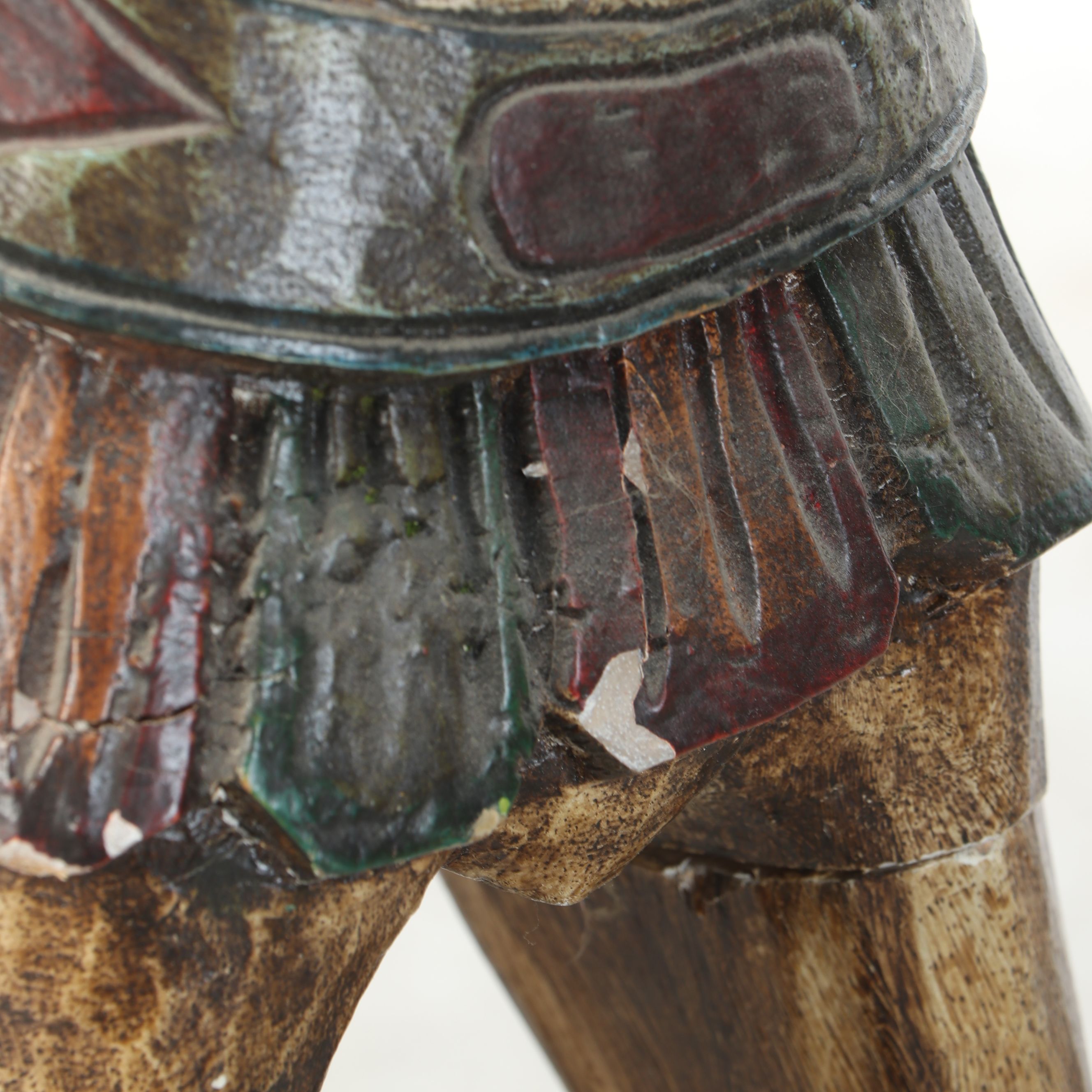 Antiqued Polychrome Wooden Rocking Horse