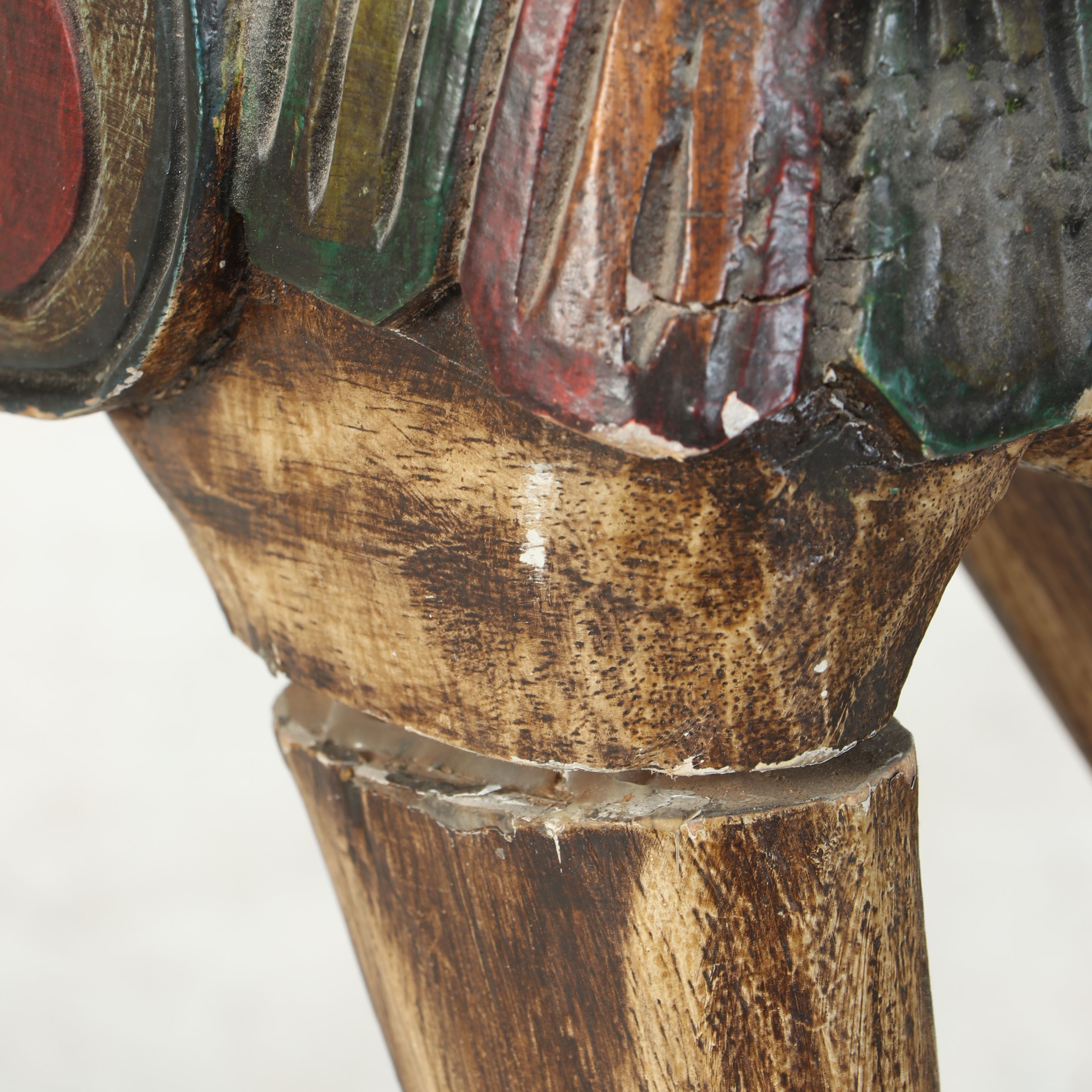 Antiqued Polychrome Wooden Rocking Horse
