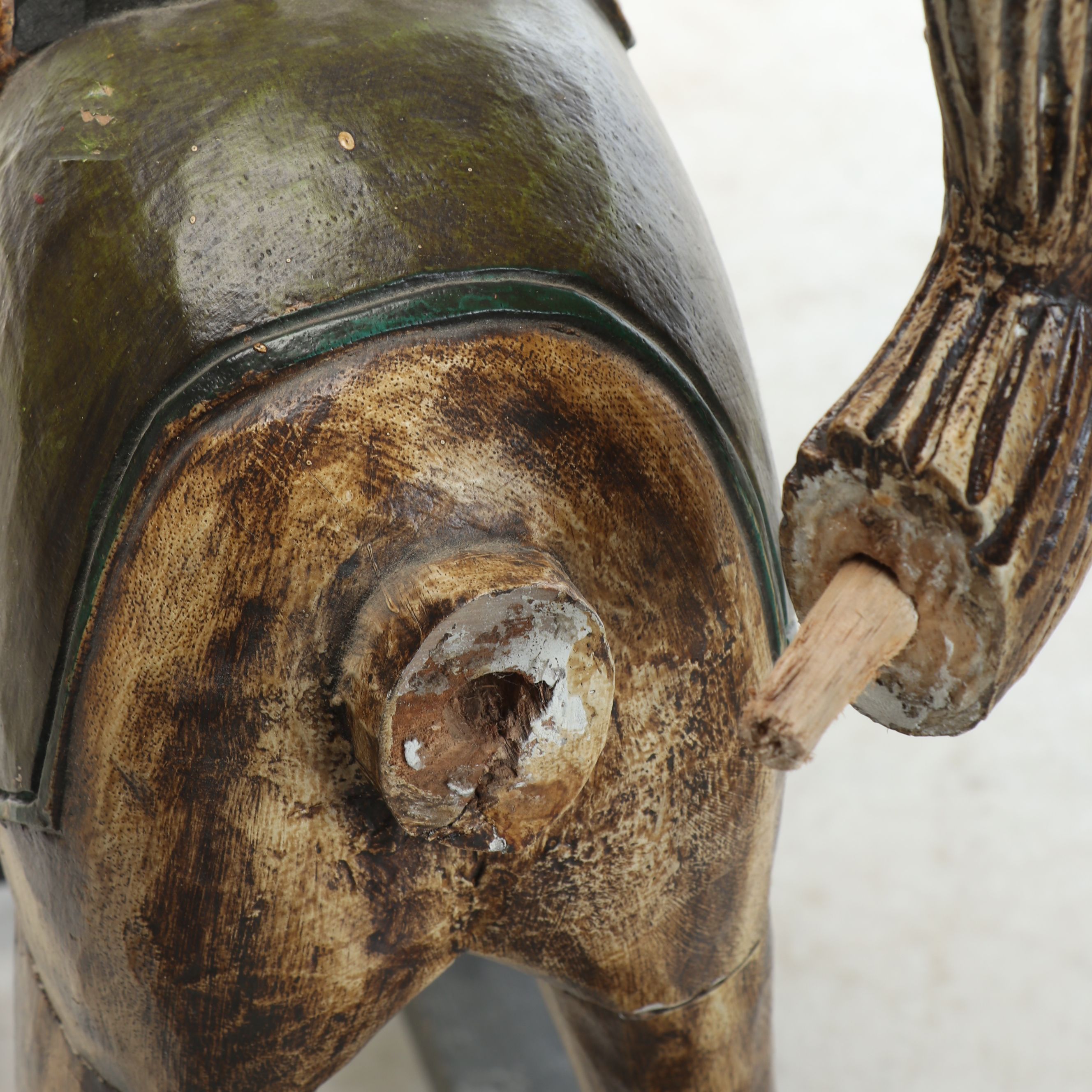 Antiqued Polychrome Wooden Rocking Horse