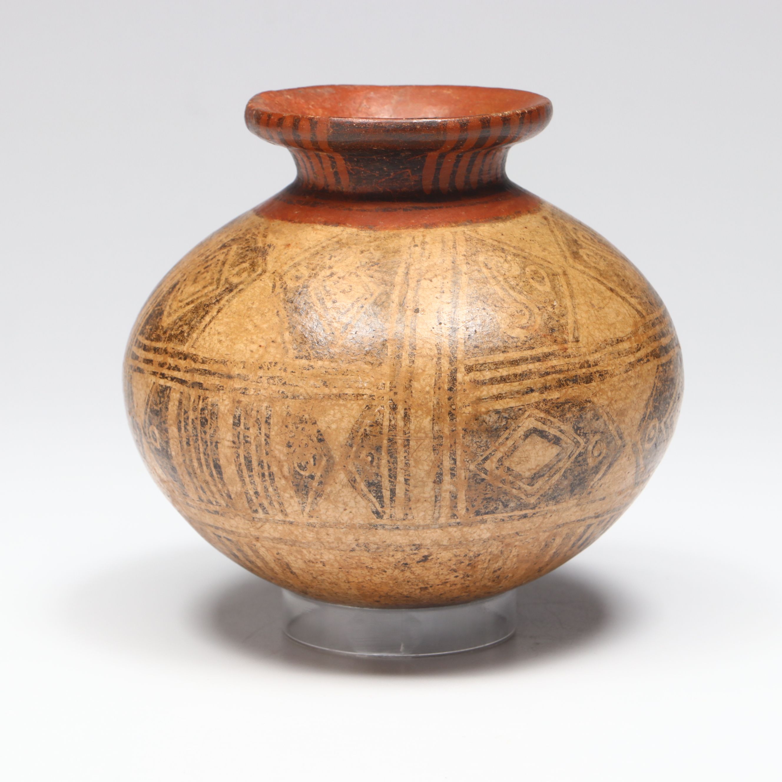Pre-Columbian Panamanian Pottery Negative Resist Olla, Circa 700–1200 CE