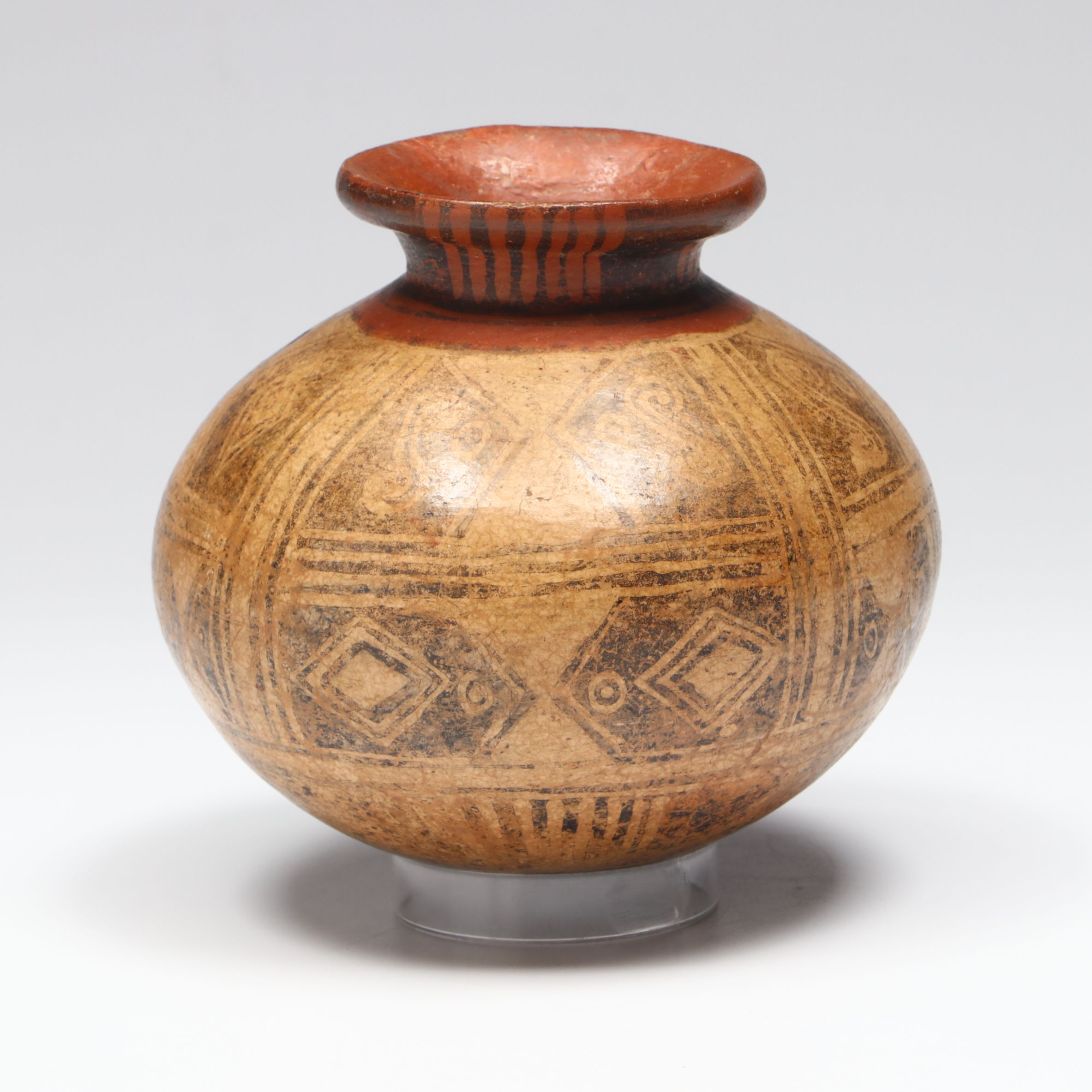 Pre-Columbian Panamanian Pottery Negative Resist Olla, Circa 700–1200 CE