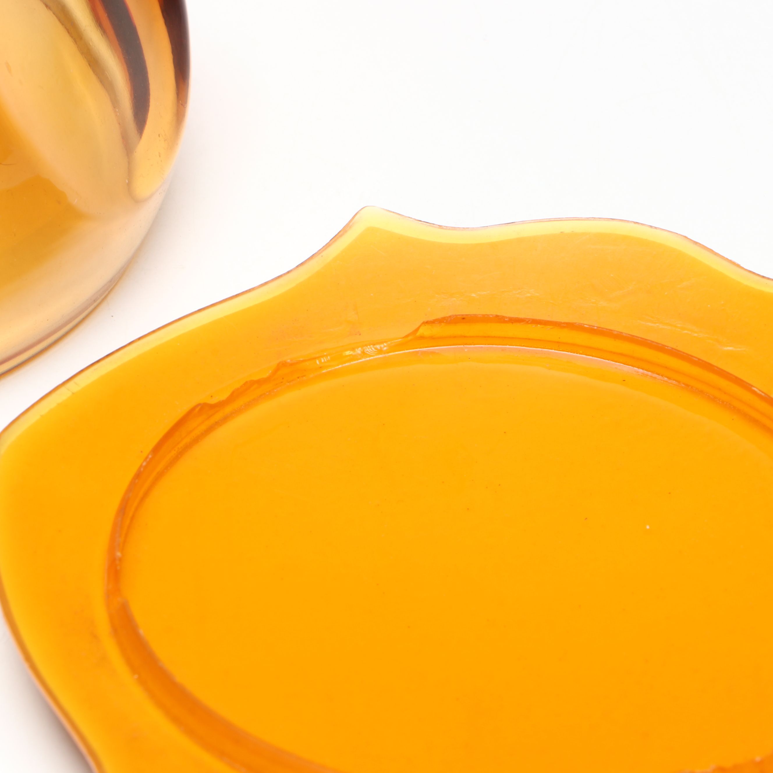 Amber Glass and Marbled Celluloid Vanity Jars, 1920s-1930s