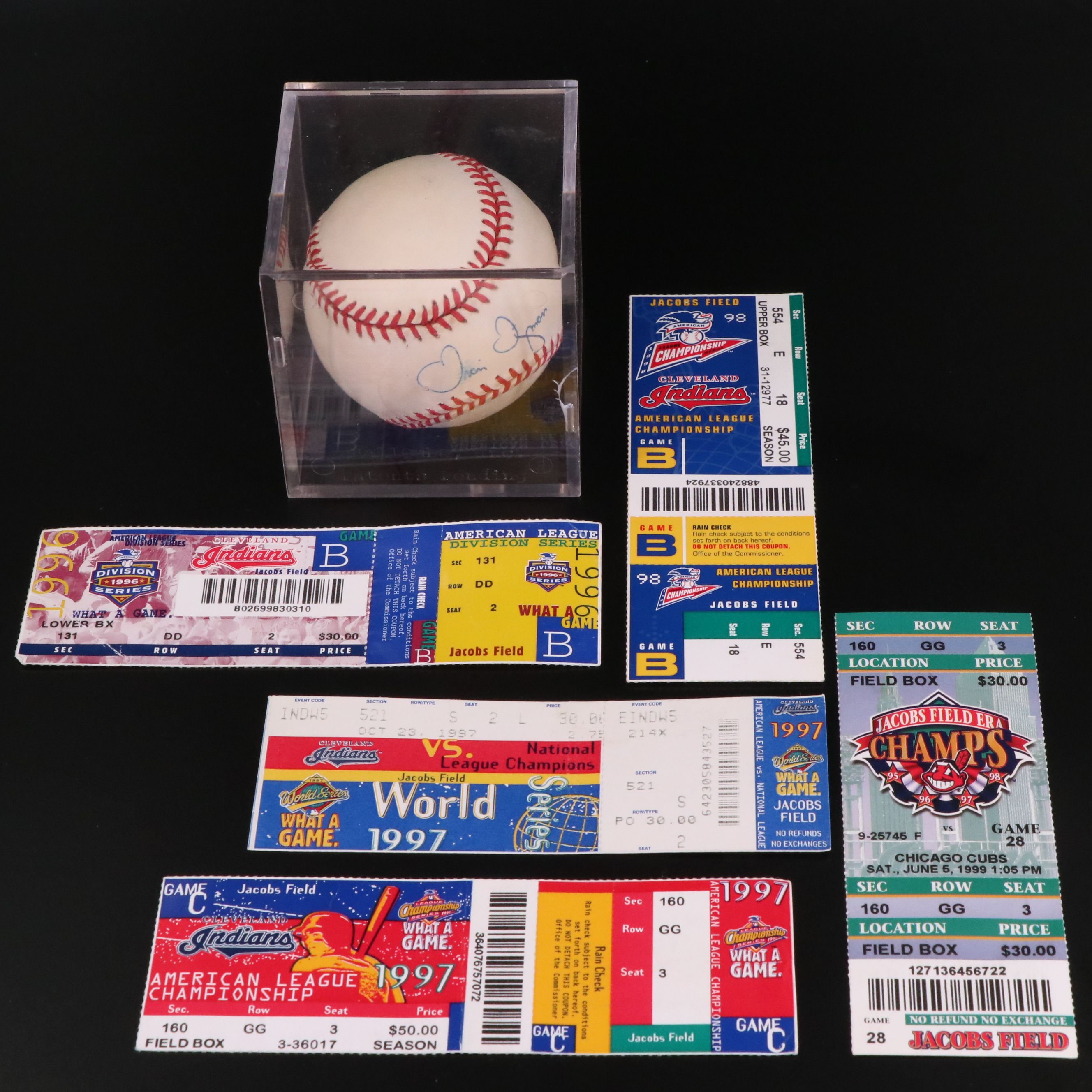 Travis Fryman Signed Baseball with Cleveland Indians World Series Ticket & More