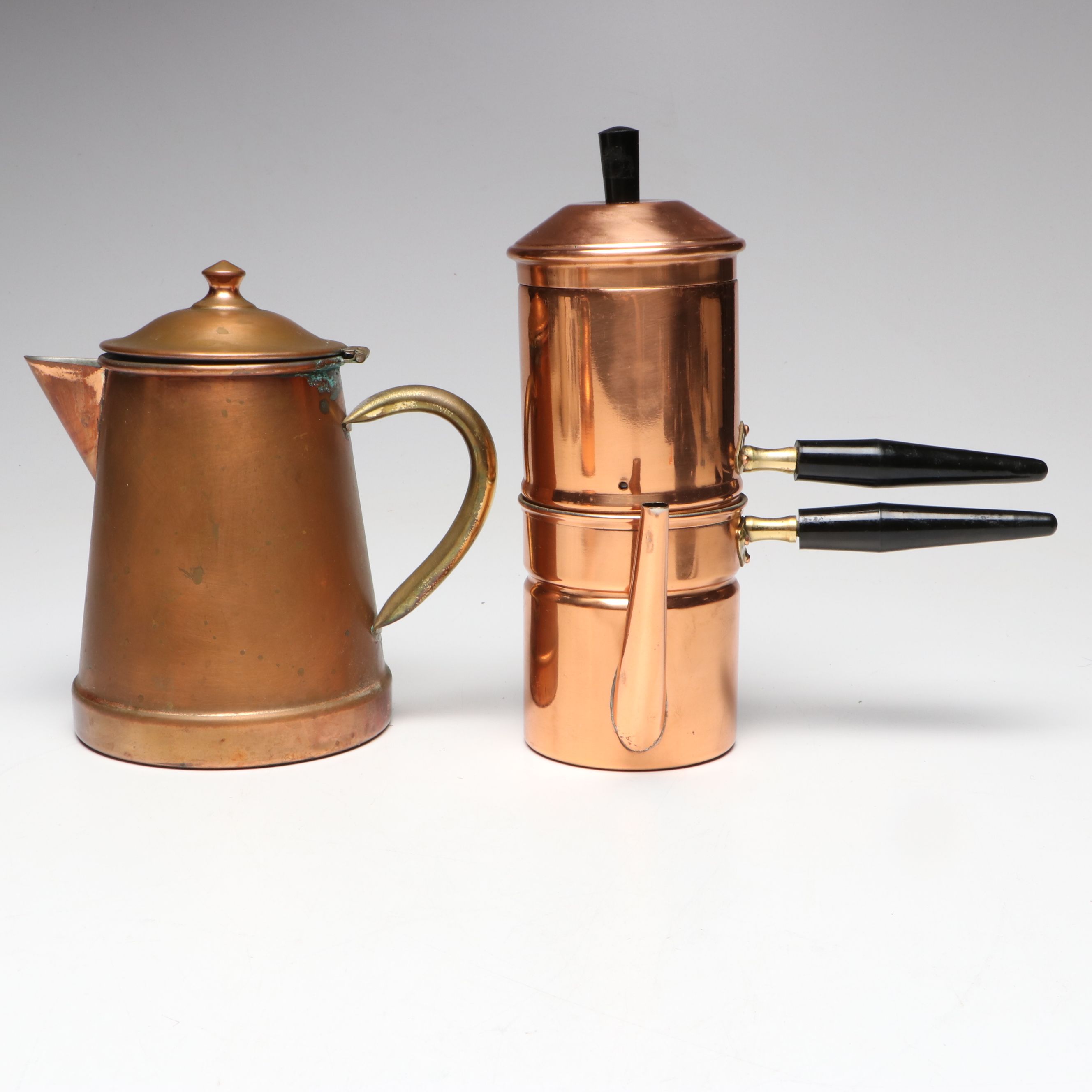 Tagus Copper Teapot and Coffee Pot with Douro Neapolitan Flip Coffee Maker