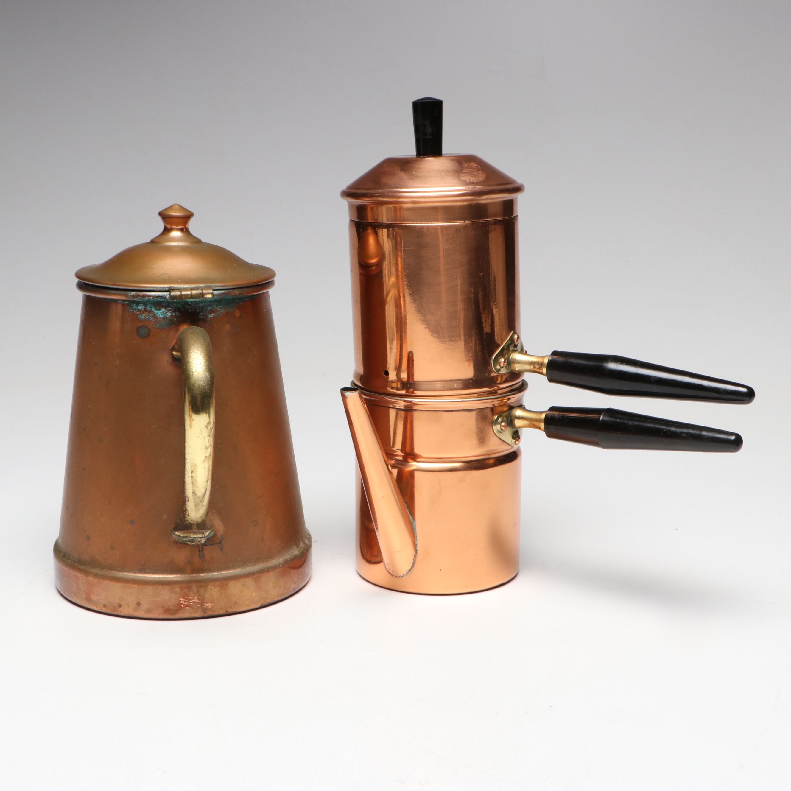 Tagus Copper Teapot and Coffee Pot with Douro Neapolitan Flip Coffee Maker