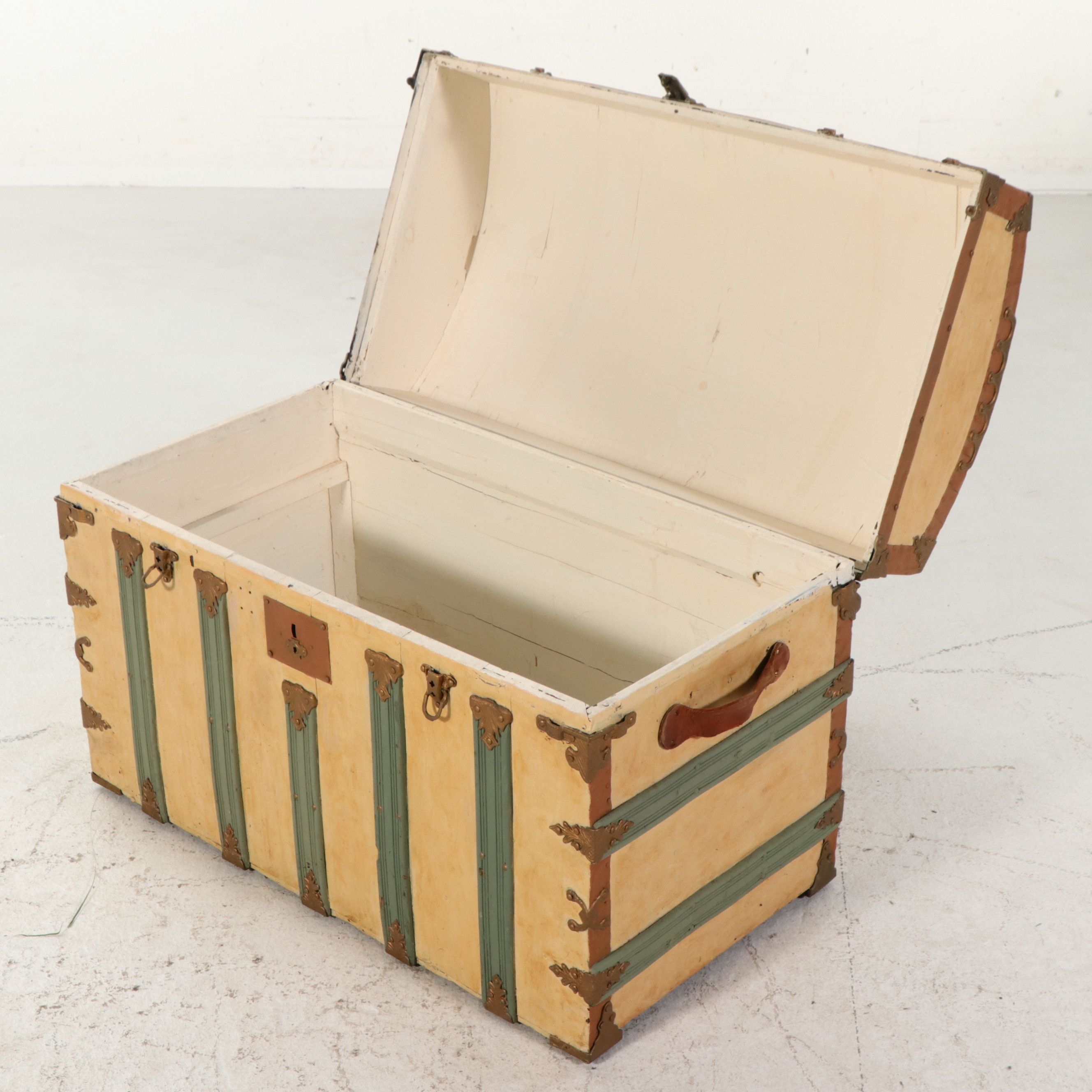 Victorian Style Painted Domed Top Steamer Trunk, Late 19th Century