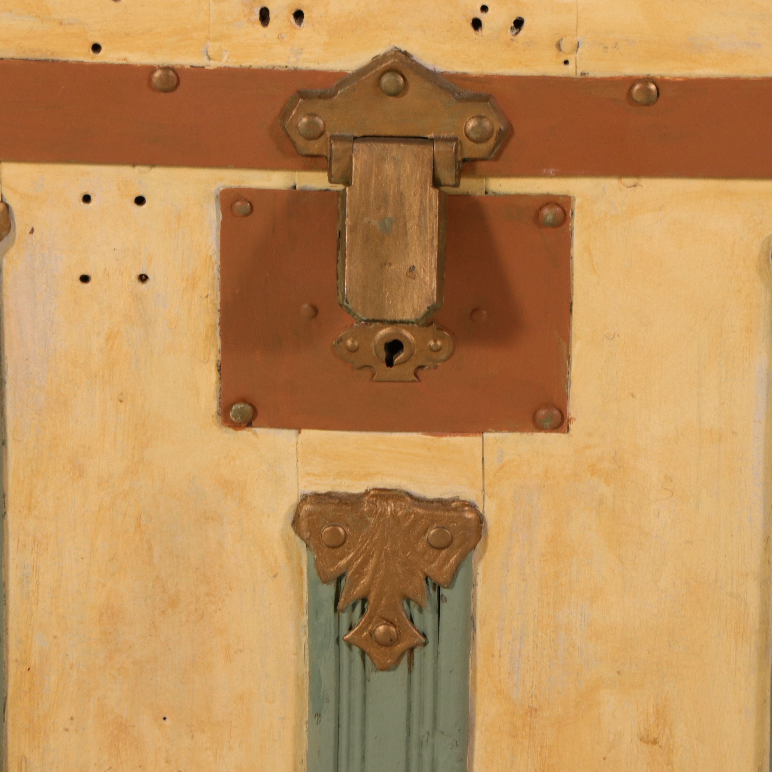 Victorian Style Painted Domed Top Steamer Trunk, Late 19th Century