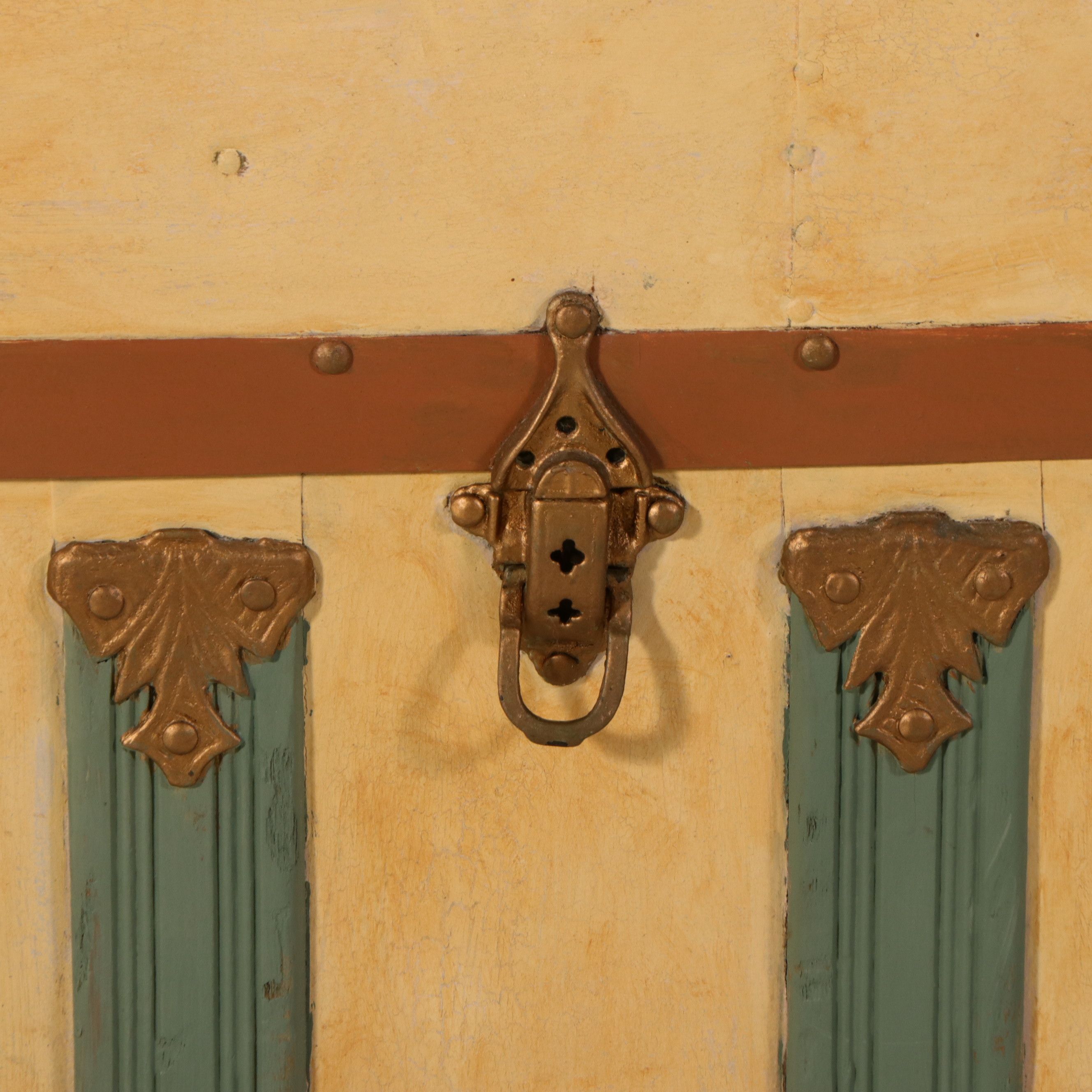 Victorian Style Painted Domed Top Steamer Trunk, Late 19th Century