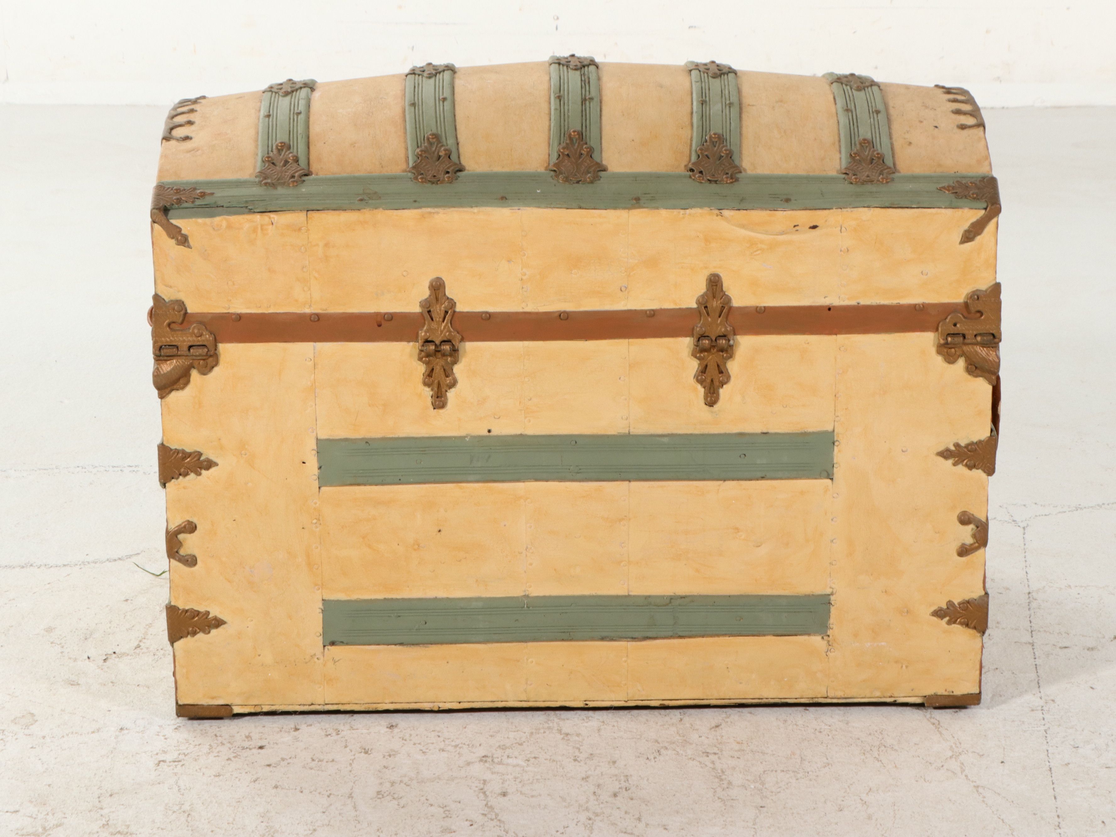 Victorian Style Painted Domed Top Steamer Trunk, Late 19th Century