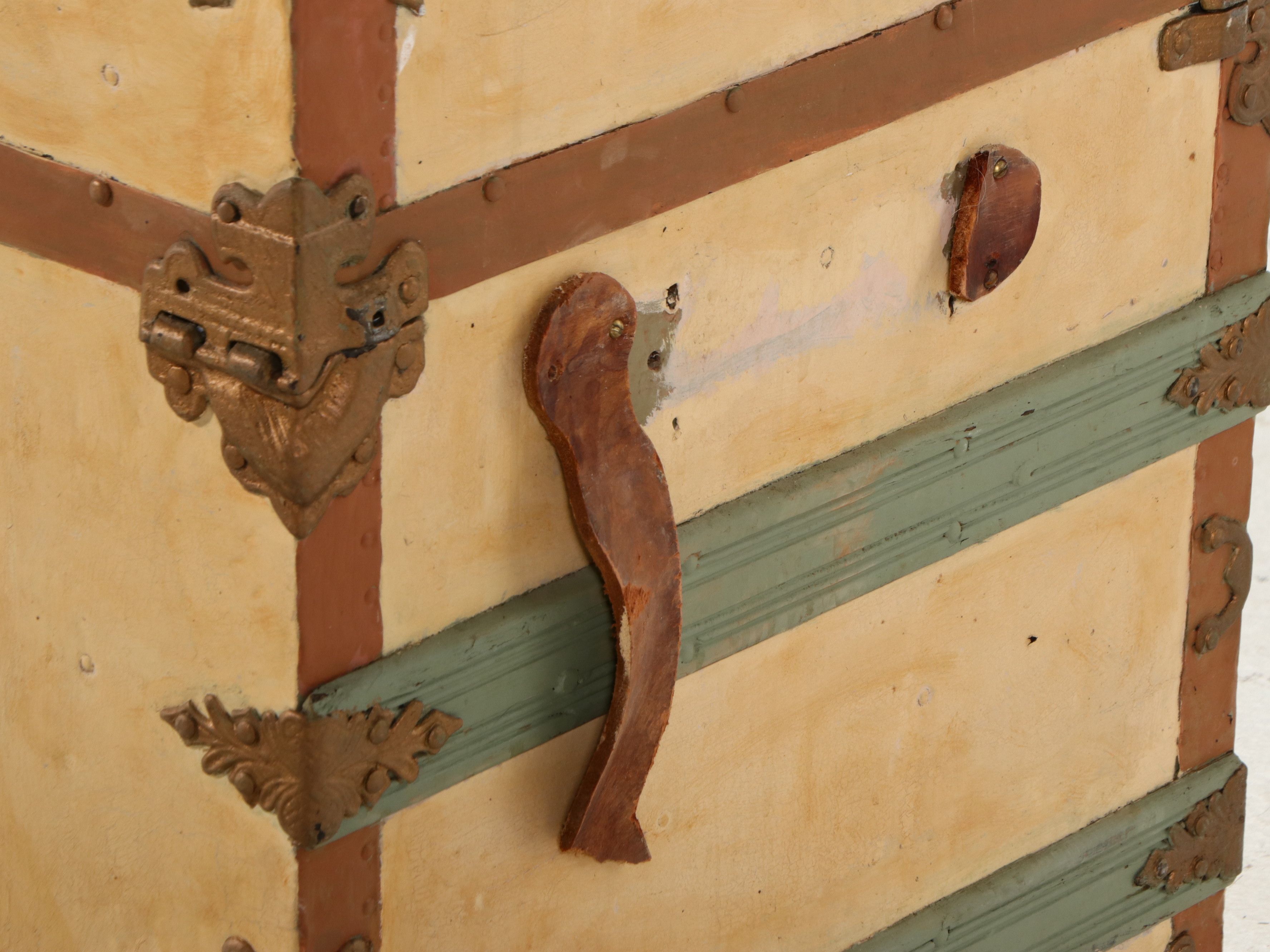Victorian Style Painted Domed Top Steamer Trunk, Late 19th Century
