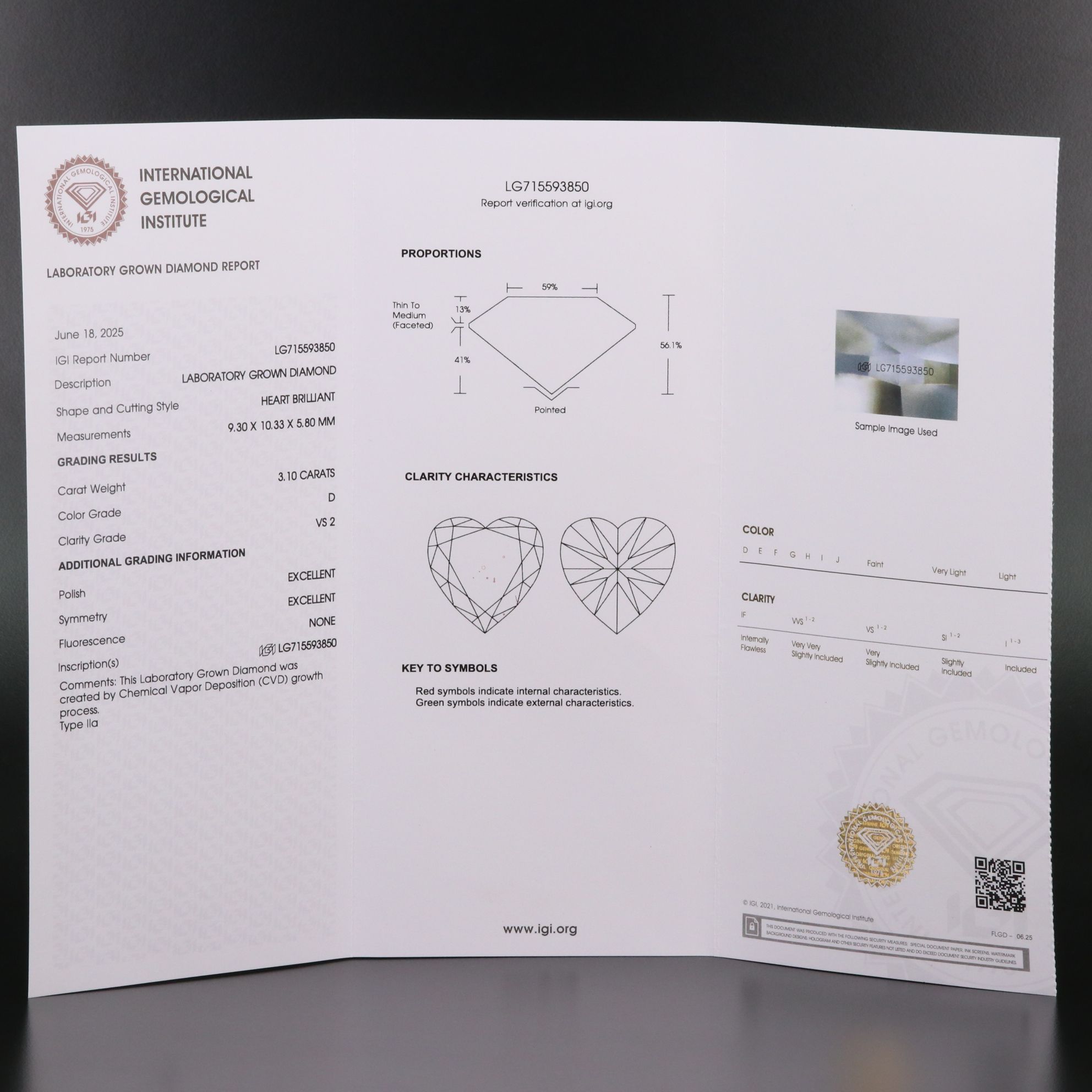 Loose 3.10 CT Lab Grown Diamond with IGI Report