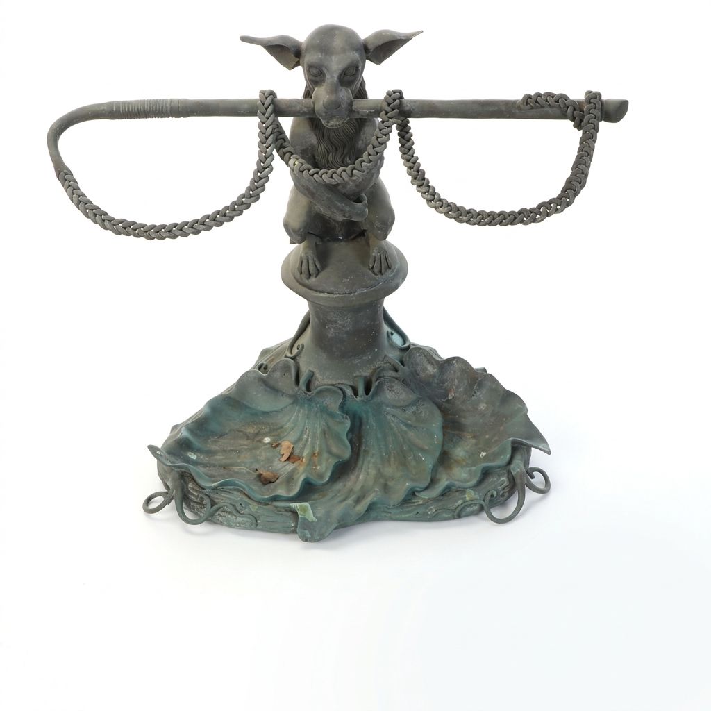 Dog with Stick Garden Statue with Decorative Stones