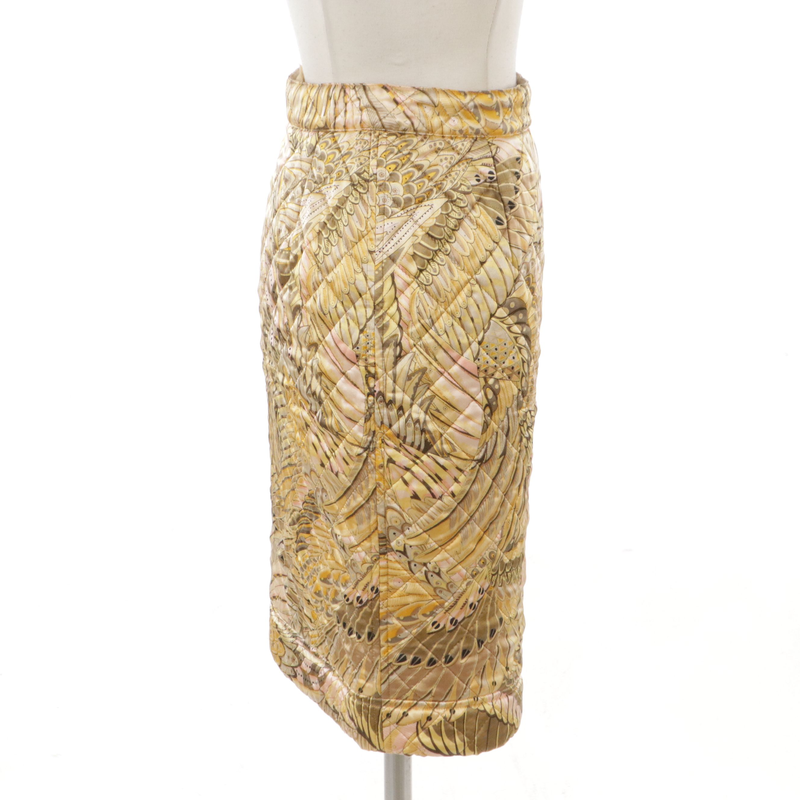 Salvatore Ferragamo Vintage Quilted Silk Skirt